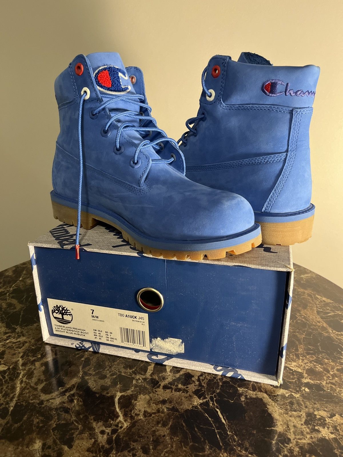 Champion timberland blue boots on sale