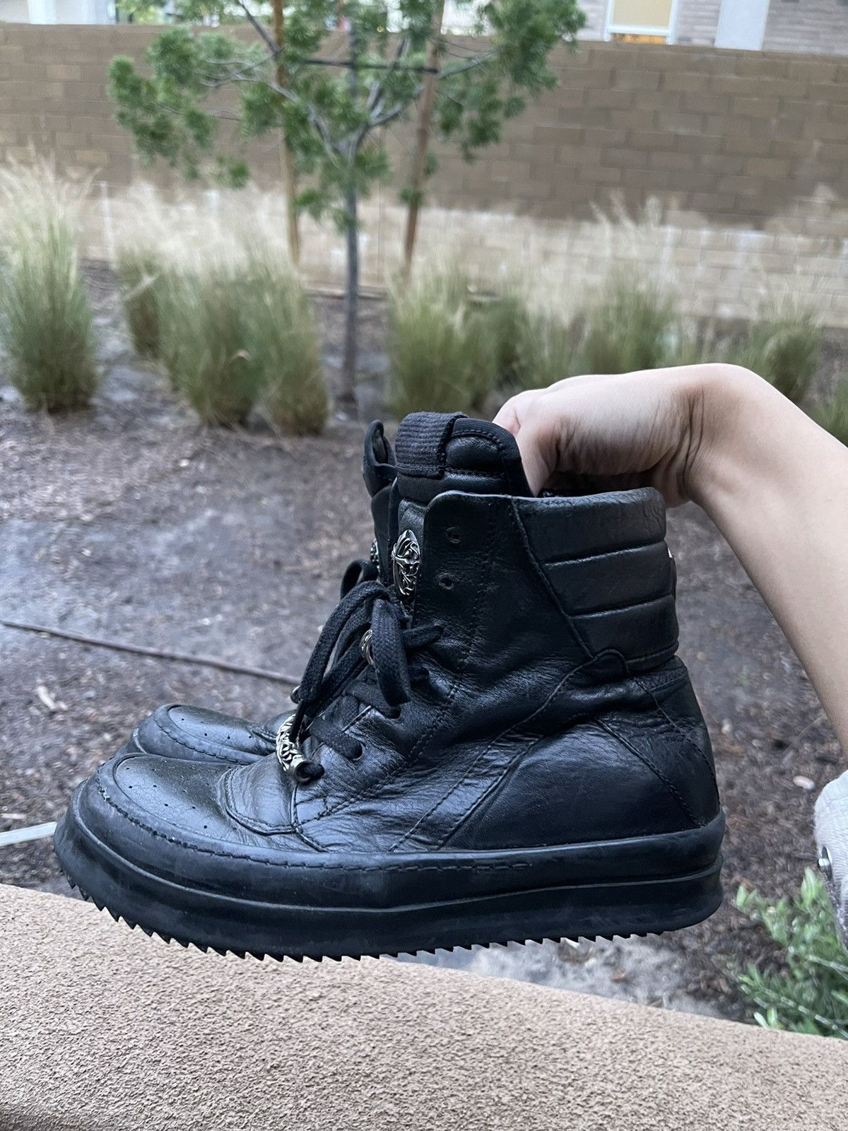 Rick Owens 2010 Short Tongue Custom Geobasket Sneakers | Grailed