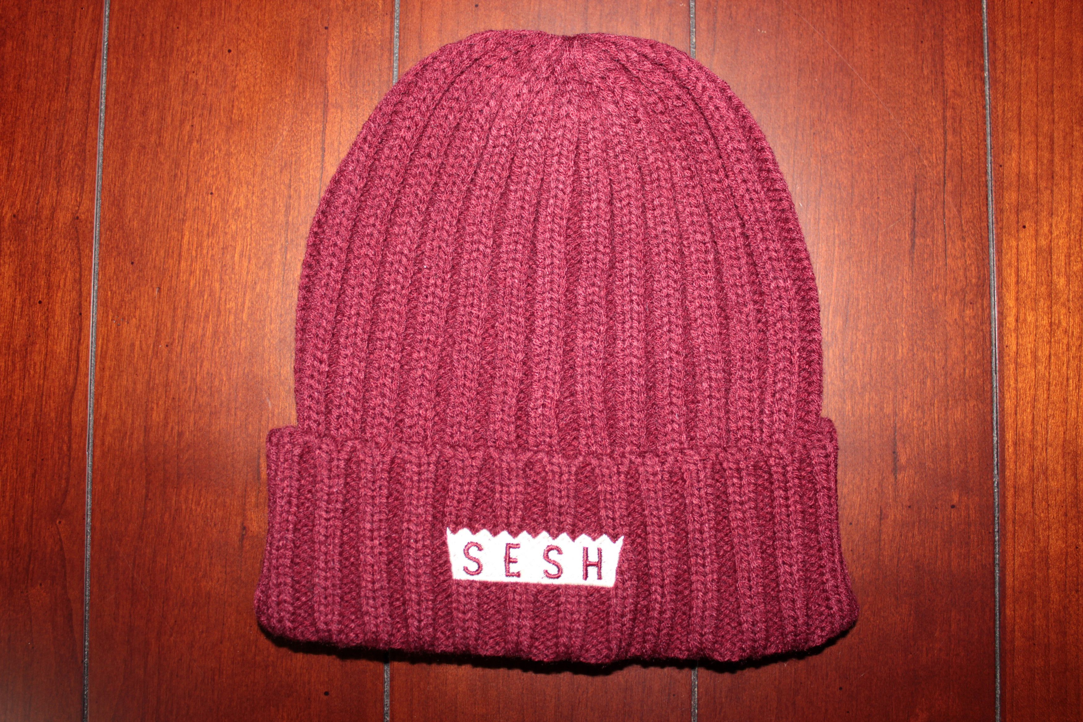 Bones TeamSESH Cable Knit Beanie (Maroon) Size ONE SIZE - 1 Thumbnail