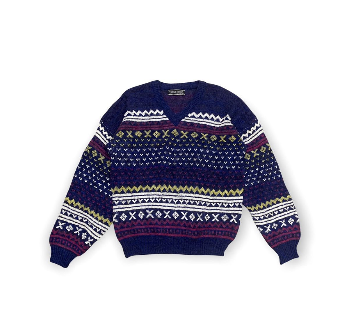 Aran Isles Knitwear × Valentino COMO VALENTINO Aran Fair Isle Pure Knitwear Pullover Sweater Size US M / EU 48-50 / 2 - 1 Thumbnail