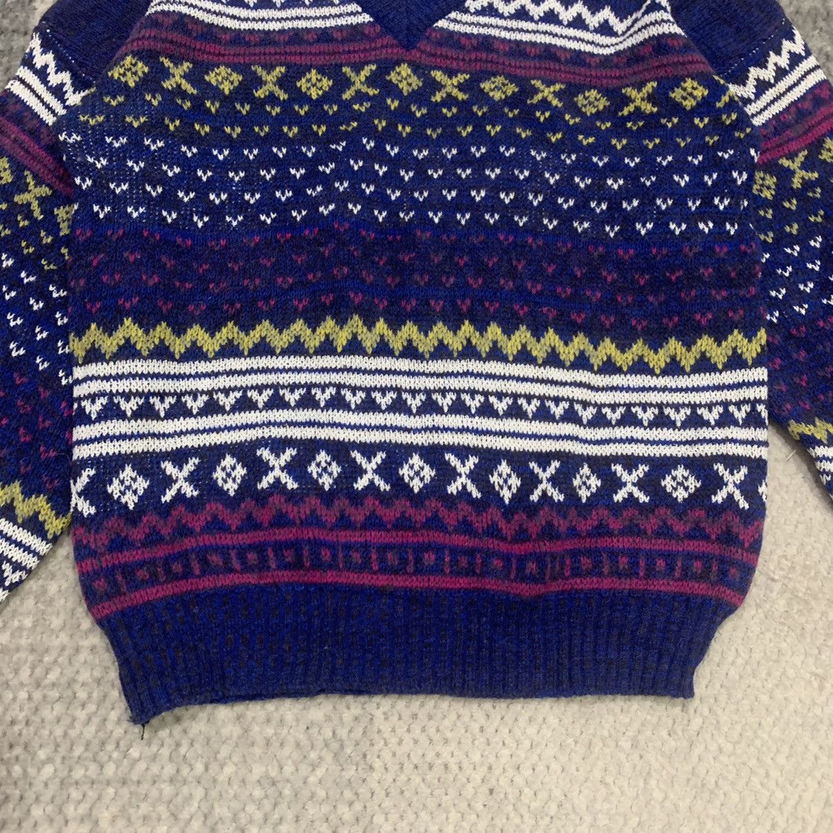Aran Isles Knitwear × Valentino COMO VALENTINO Aran Fair Isle Pure Knitwear Pullover Sweater Size US M / EU 48-50 / 2 - 4 Thumbnail