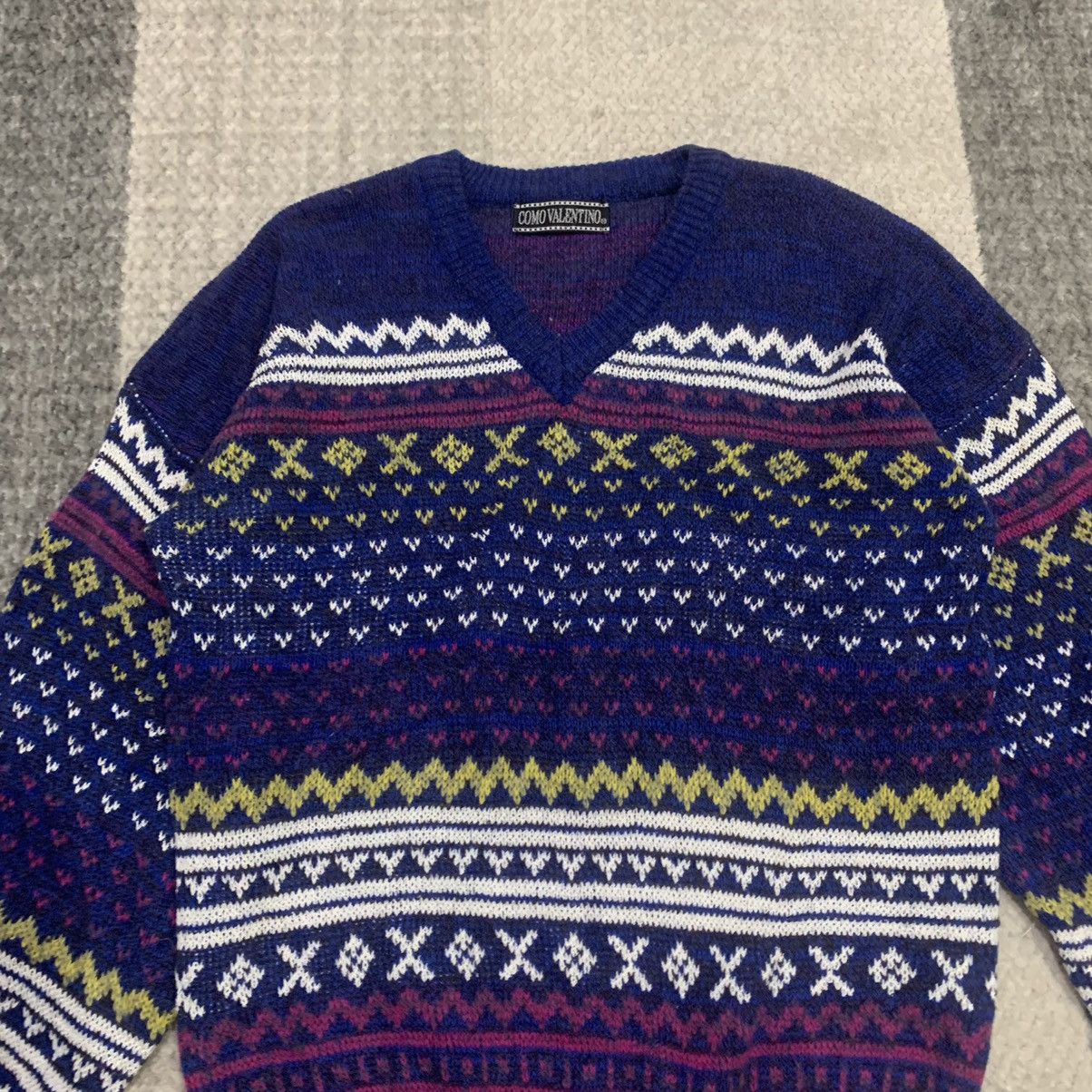 Aran Isles Knitwear × Valentino COMO VALENTINO Aran Fair Isle Pure Knitwear Pullover Sweater Size US M / EU 48-50 / 2 - 3 Thumbnail
