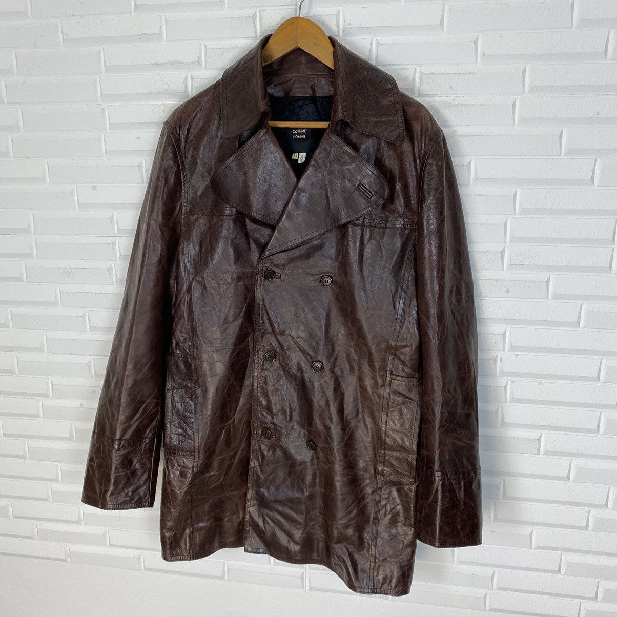 Costume National NICE DESIGN COSTUME HOMME DOUBLE BREAST LEATHER JACKET Size US S / EU 44-46 / 1 - 4 Thumbnail