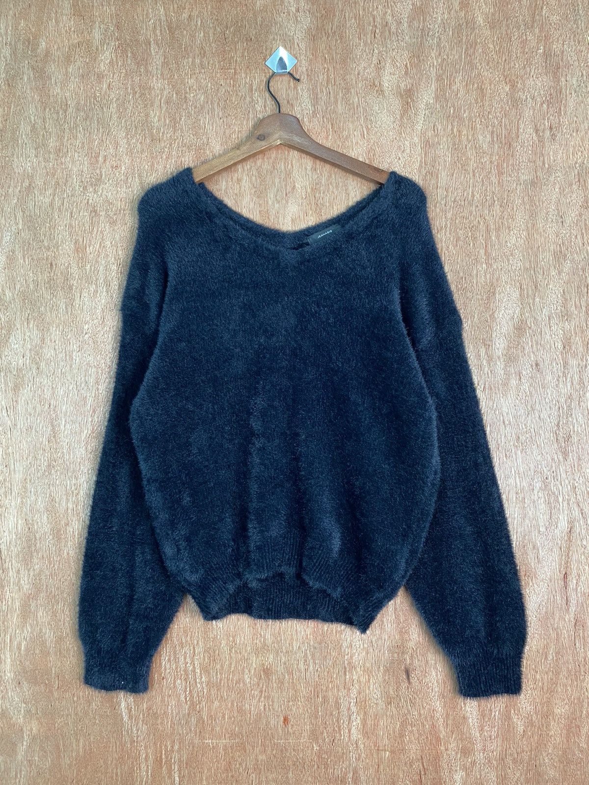 image of Homespun Knitwear Jeanasis Black Soft Fur Shag Shaggy Mohair Knitwear B585, Men's (Size Medium)