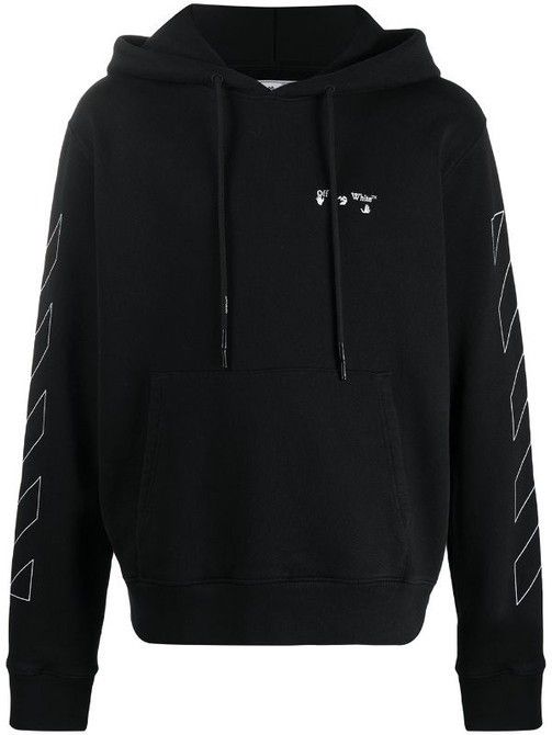 Off-White Black Diagonals Logo Print Hoodie