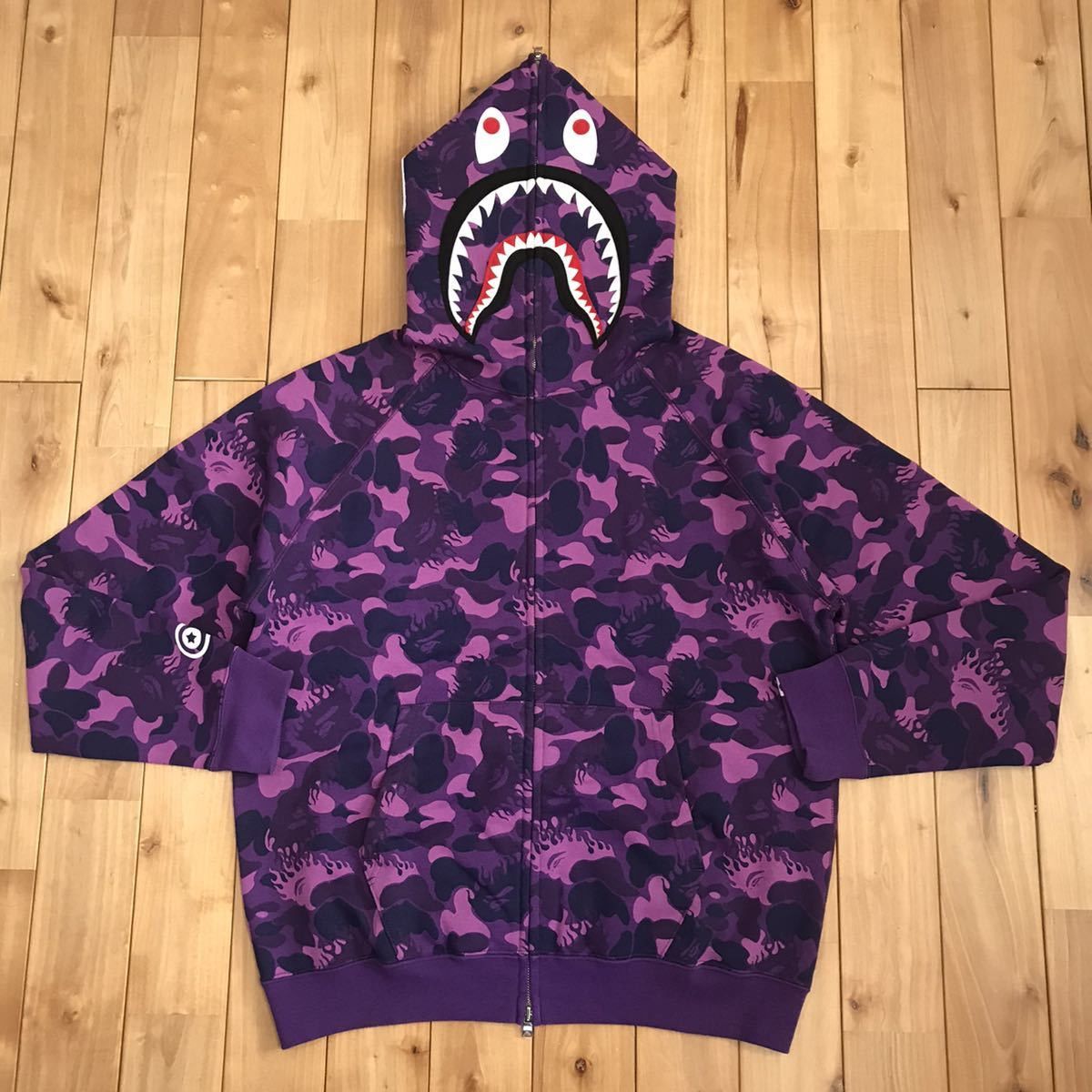 Mook Limited Fire Camo Shark full zip Hoodie Purple camo