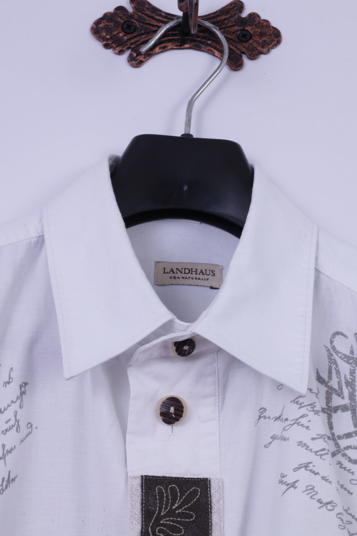 C&A Landhaus by C&A Mens XL Casual Shirt White Tyrol 5477 Size US XL / EU 56 / 4 - 2 Thumbnail