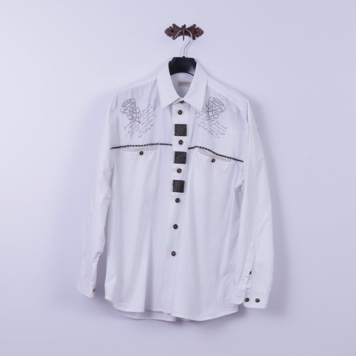 C&A Landhaus by C&A Mens XL Casual Shirt White Tyrol 5477 Size US XL / EU 56 / 4 - 1 Thumbnail