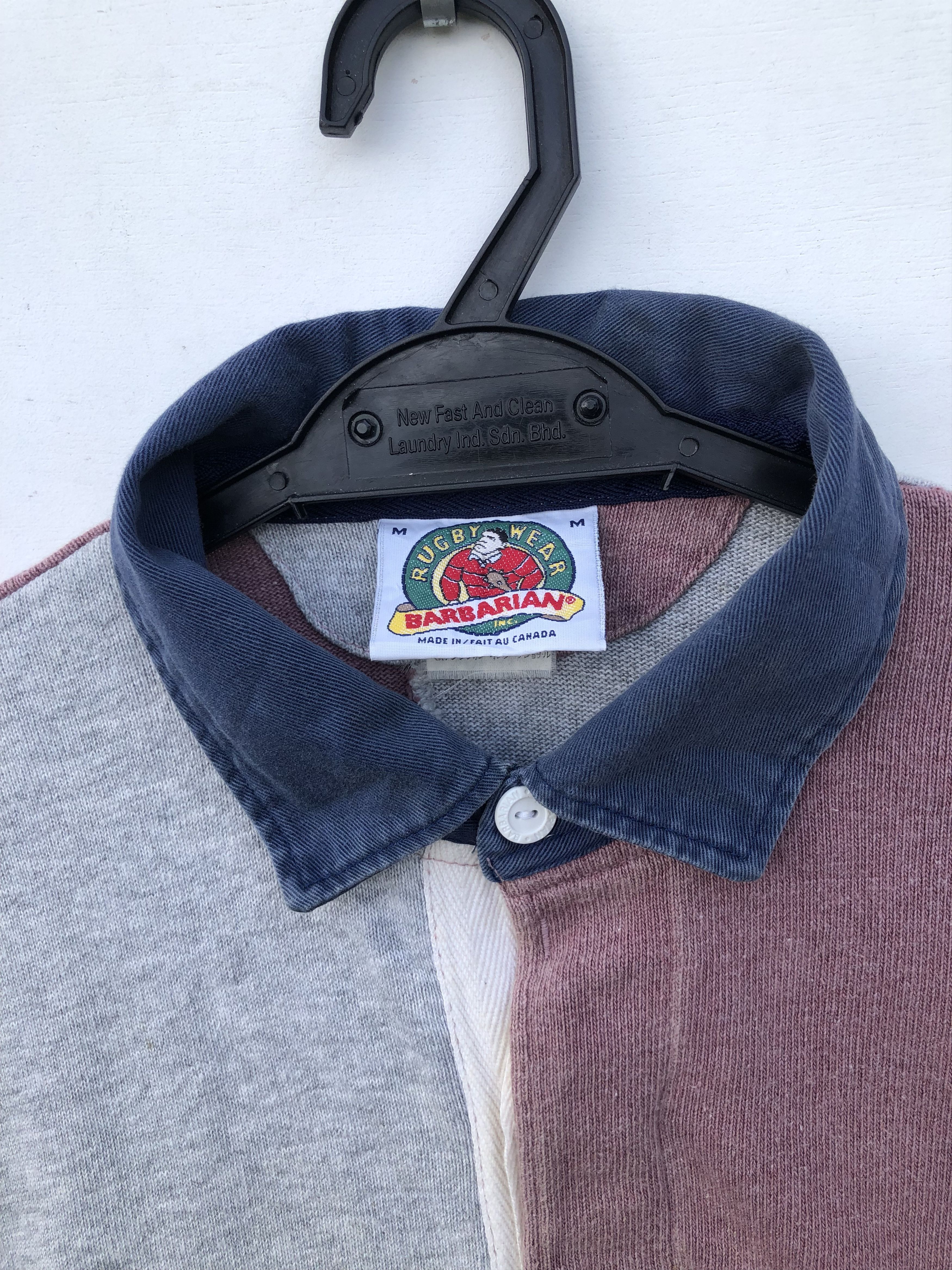 Barbarian × Vintage RARE🔥VINTAGE BARBARIAN RUGBY WEAR PATCHWORK BLOCKS POLO Size US L / EU 52-54 / 3 - 5 Thumbnail
