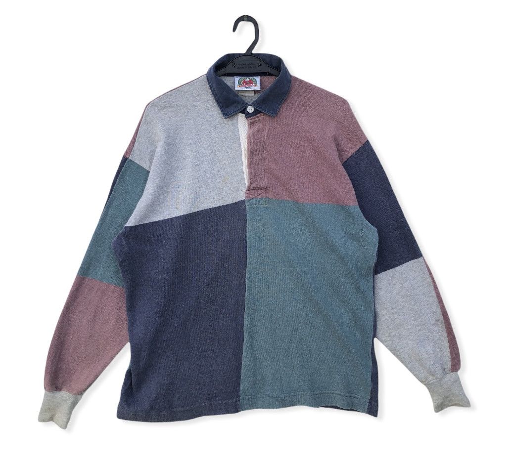 Barbarian × Vintage RARE🔥VINTAGE BARBARIAN RUGBY WEAR PATCHWORK BLOCKS POLO Size US L / EU 52-54 / 3 - 1 Thumbnail