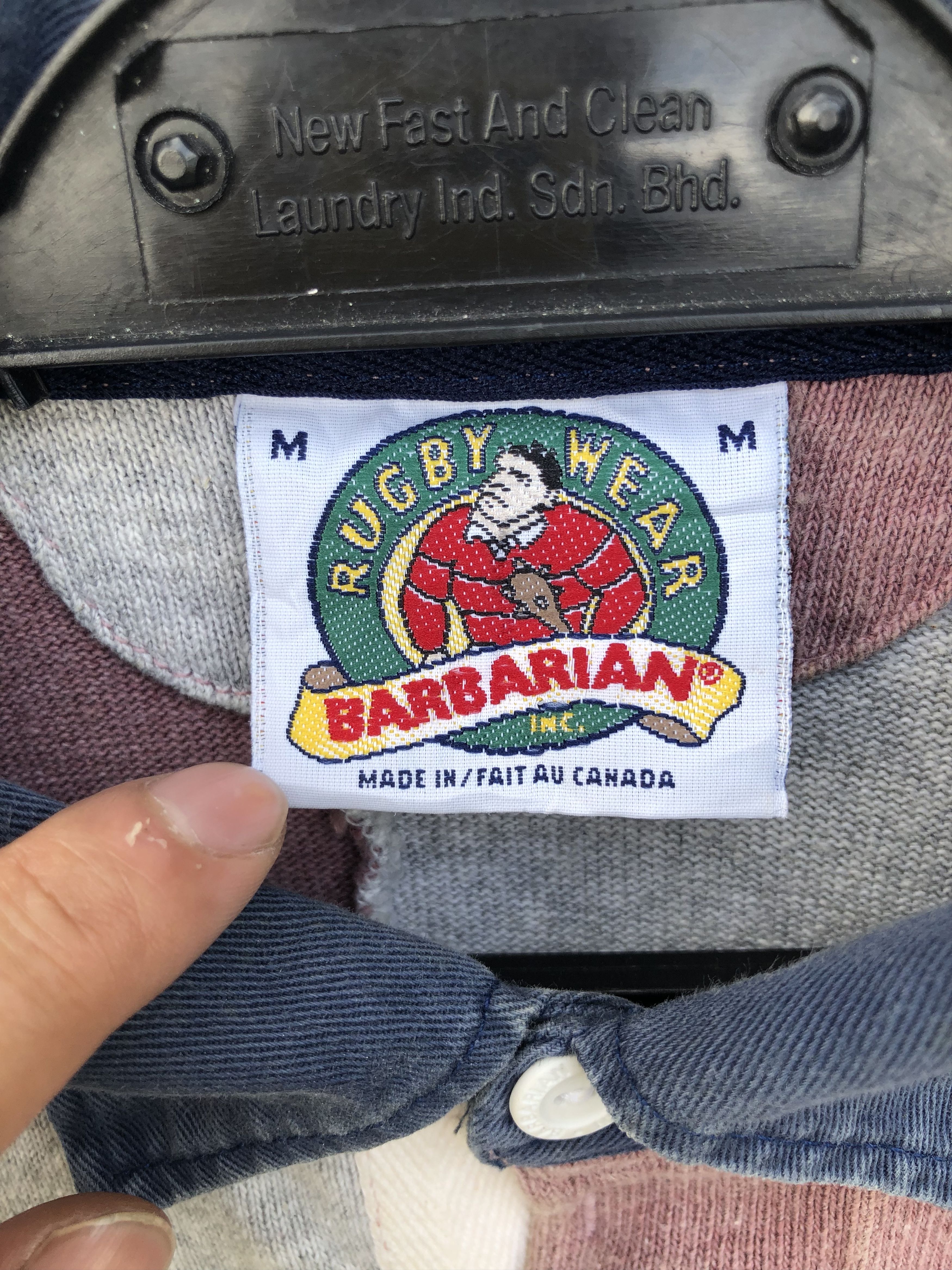 Barbarian × Vintage RARE🔥VINTAGE BARBARIAN RUGBY WEAR PATCHWORK BLOCKS POLO Size US L / EU 52-54 / 3 - 7 Thumbnail