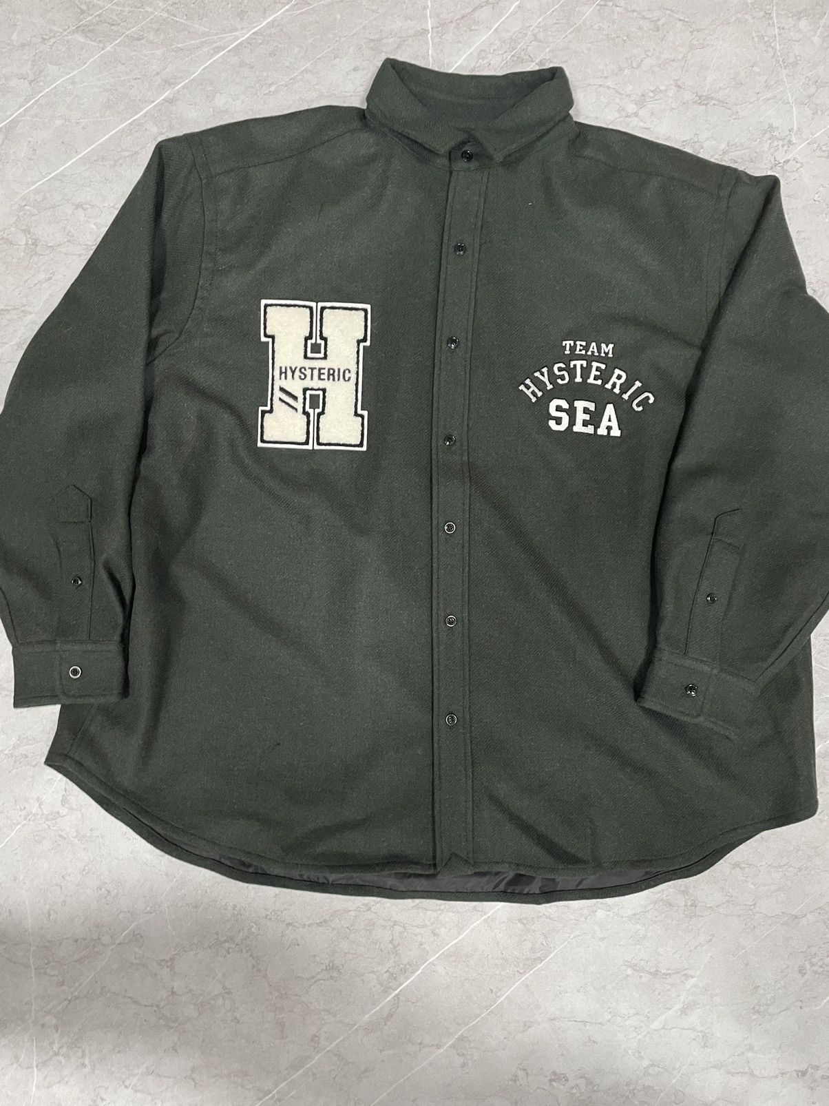 Hysteric Glamour Hysterical glamour wind and sea wool shirt L DARK GREEN. Size US L / EU 52-54 / 3 - 2 Thumbnail