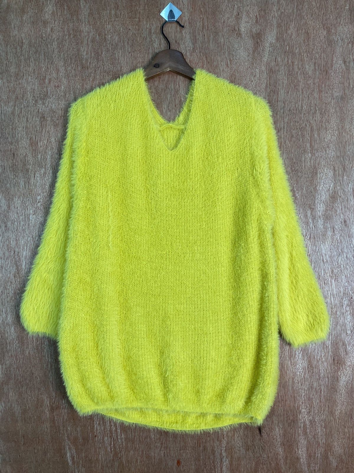 image of Homespun Knitwear Gu Soft Fur Shag Shaggy Mohair Knitwear B580 in Yellow, Women's (Size Medium)
