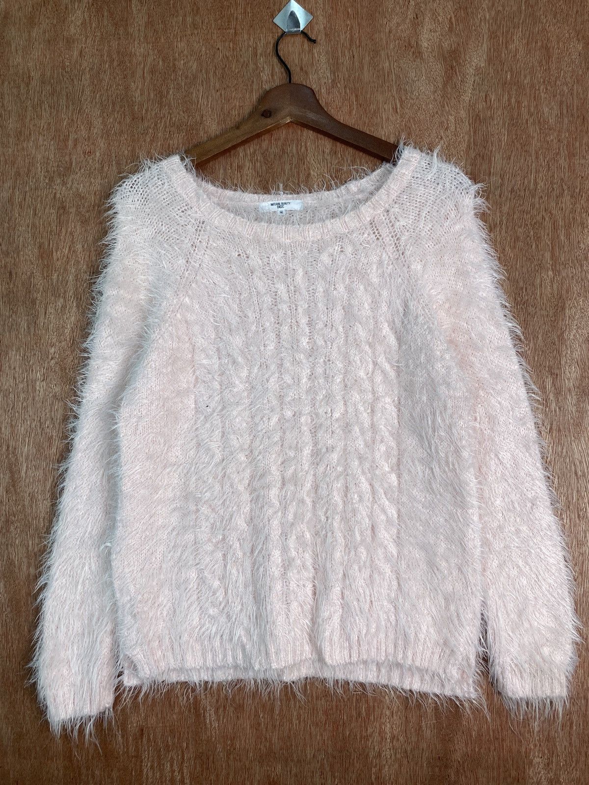 image of Aran Isles Knitwear Natural Beauty Shag Shaggy Fur Mohair Knitwear B577 in Soft Pink, Women's (Size