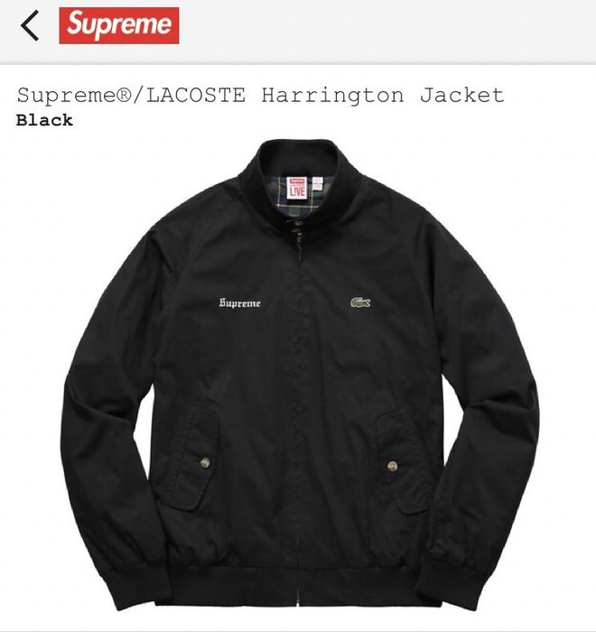 Supreme **RARE SOLD OUT** SUPREME LACOSTE HARRINGTON JACKET BLACK