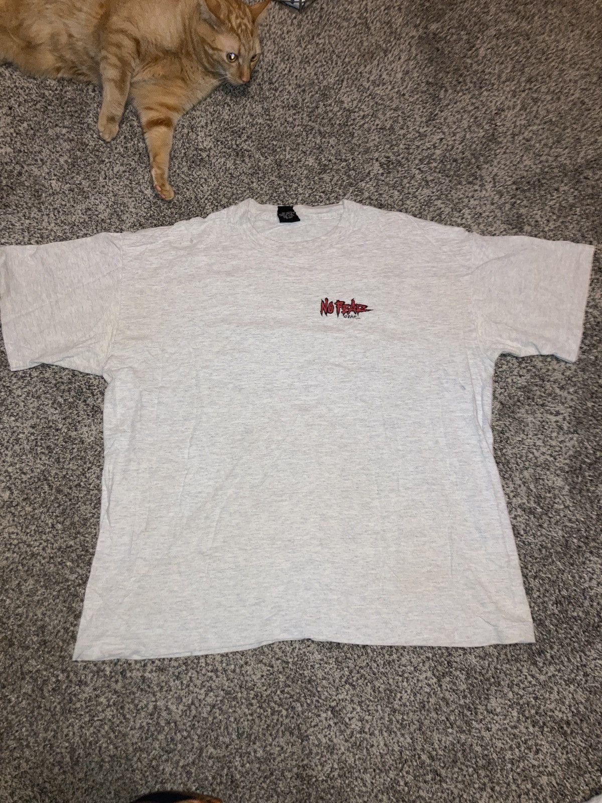 No Fear × Vintage 1993 vintage grey NO FEAR tee; Will Race For 