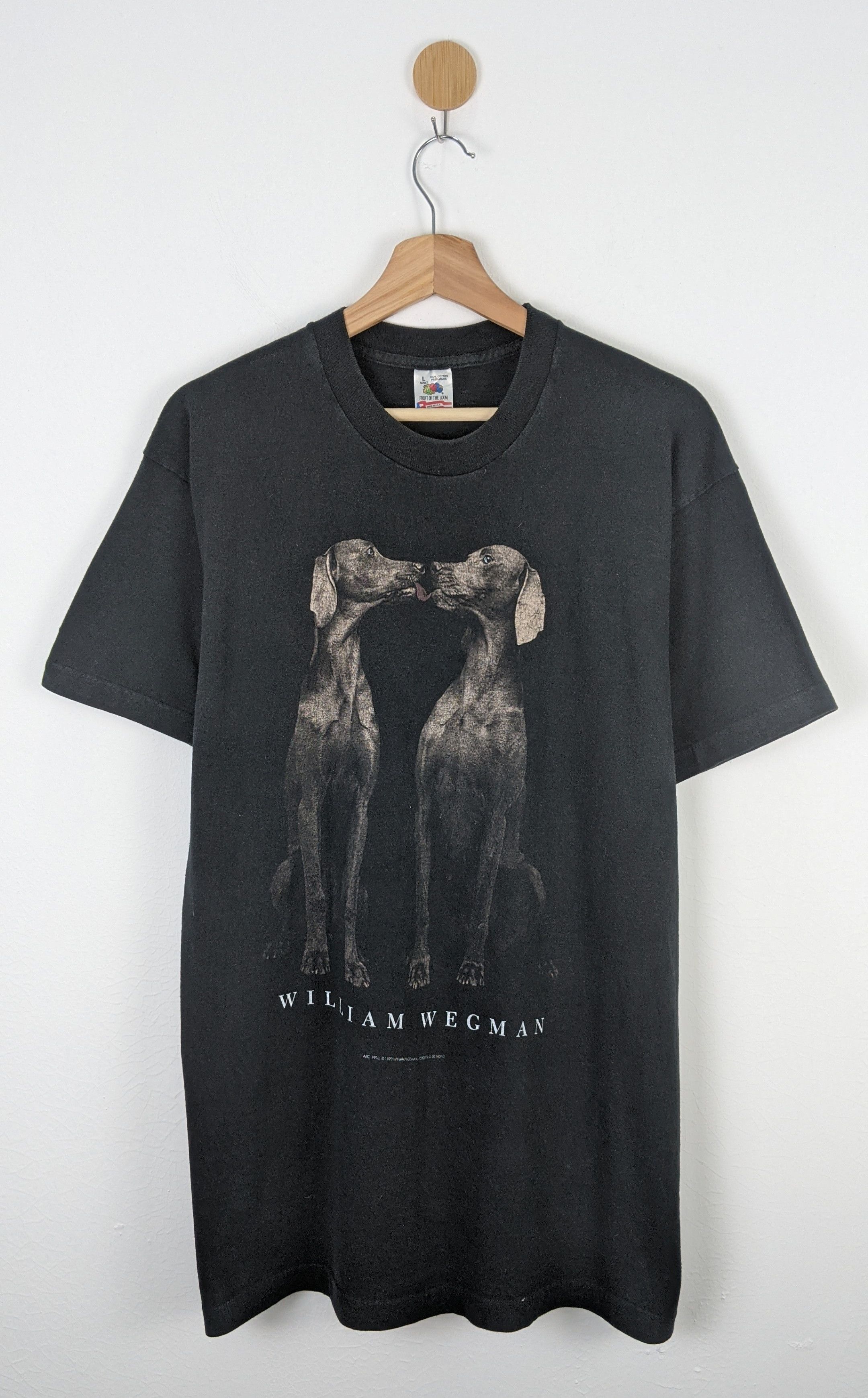 image of Vintage William Wegman Dogs Photo 90's Shirt in Black, Men's (Size XL)