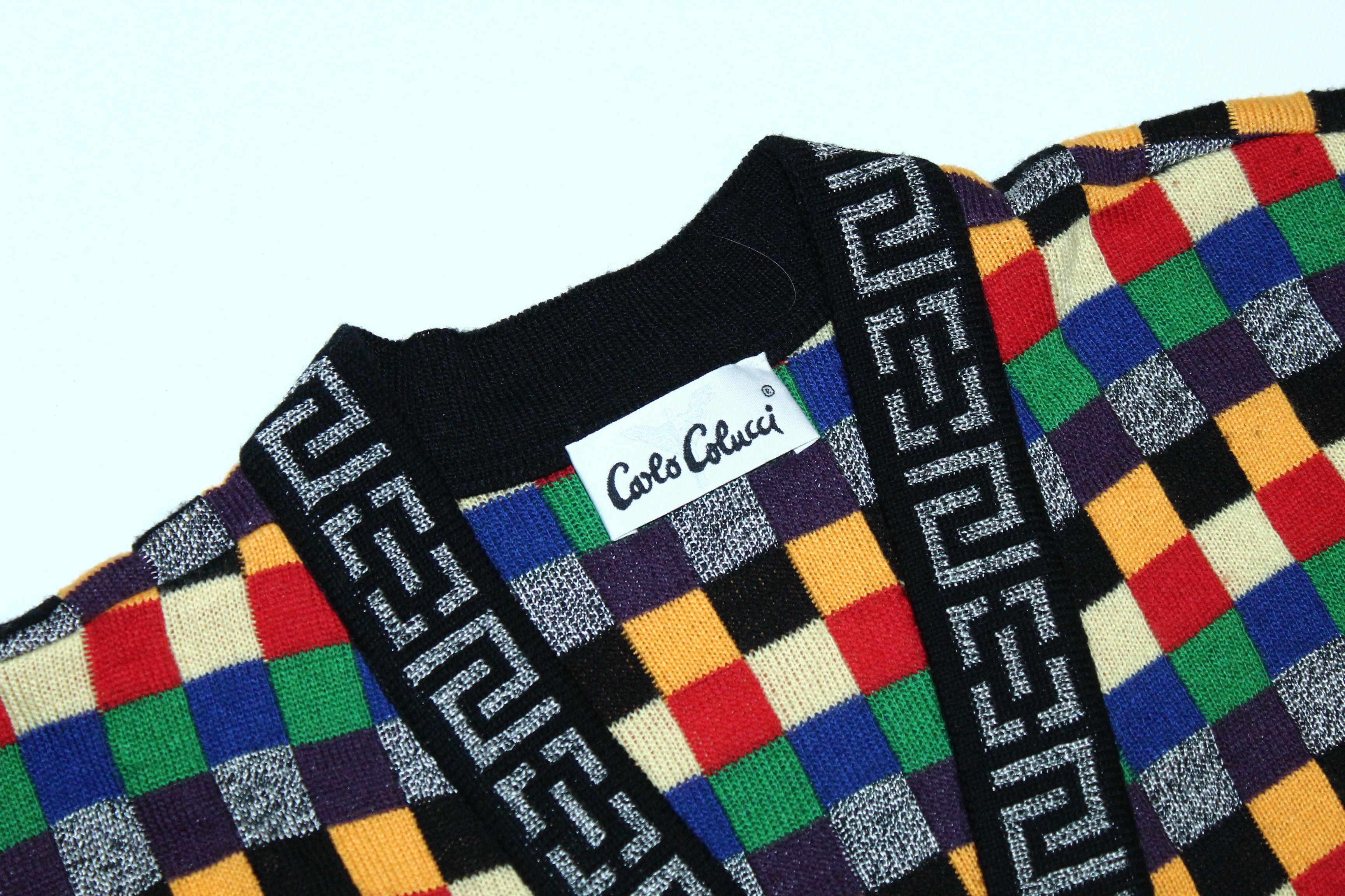 Carlo Colucci 🔥Carlo Colucci Coloured Checkered Mix Knitted Cozy Cardigan Size US L / EU 52-54 / 3 - 5 Thumbnail