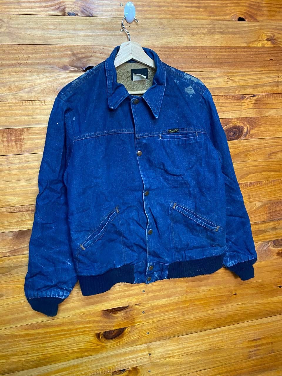 Wrangler Vintage 80s Blue Indigo Wrangler Sherpa Lining Jacket Size US M / EU 48-50 / 2 - 3 Thumbnail