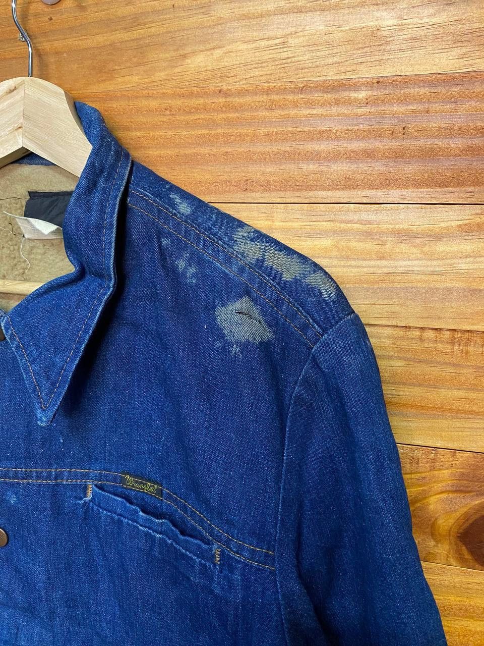 Wrangler Vintage 80s Blue Indigo Wrangler Sherpa Lining Jacket Size US M / EU 48-50 / 2 - 5 Thumbnail