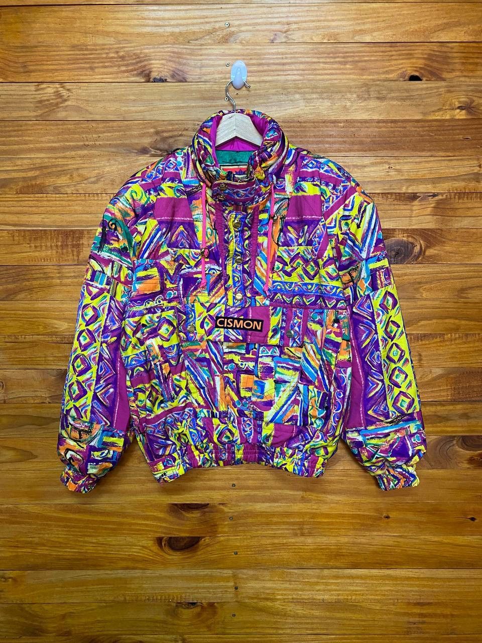 Vintage Cismon Anorak Multi Neon Color Skii Jacket