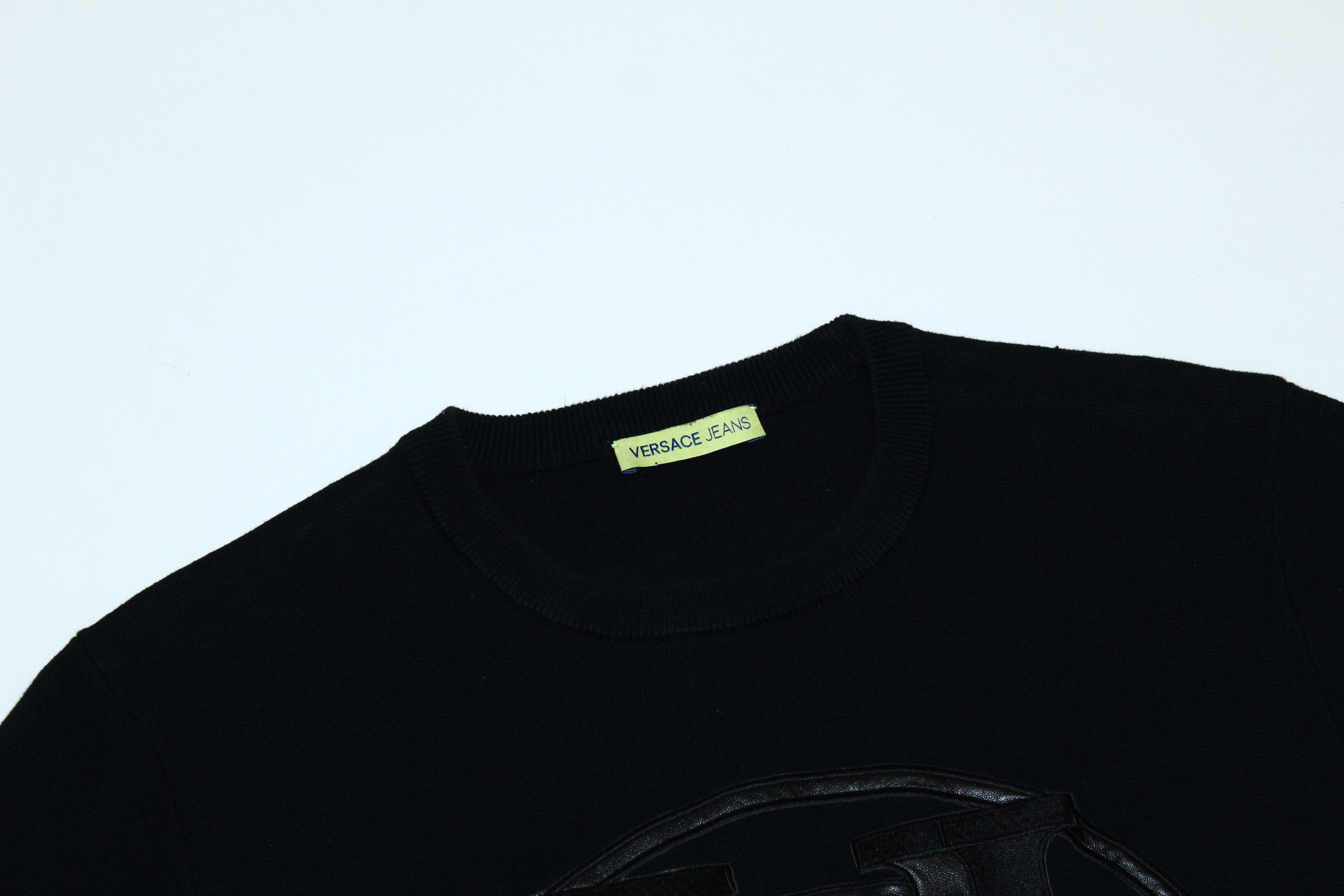 Versace Versace Jeans Big Logo Eco Leather Insersts Crew Sweater Size US M / EU 48-50 / 2 - 4 Thumbnail