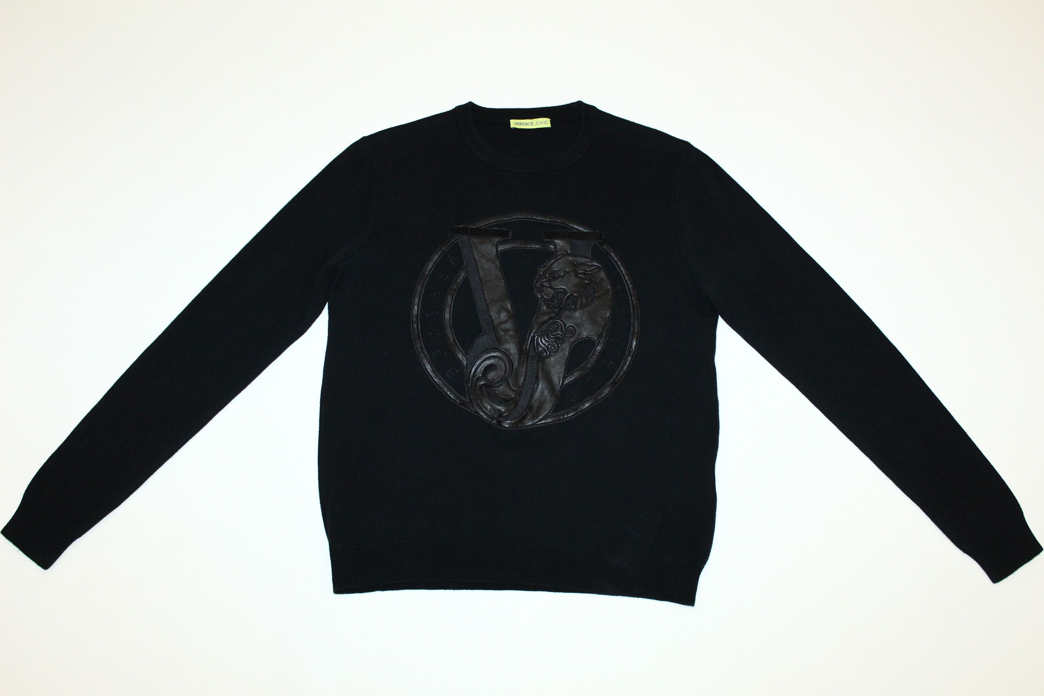 Versace Versace Jeans Big Logo Eco Leather Insersts Crew Sweater Size US M / EU 48-50 / 2 - 2 Thumbnail