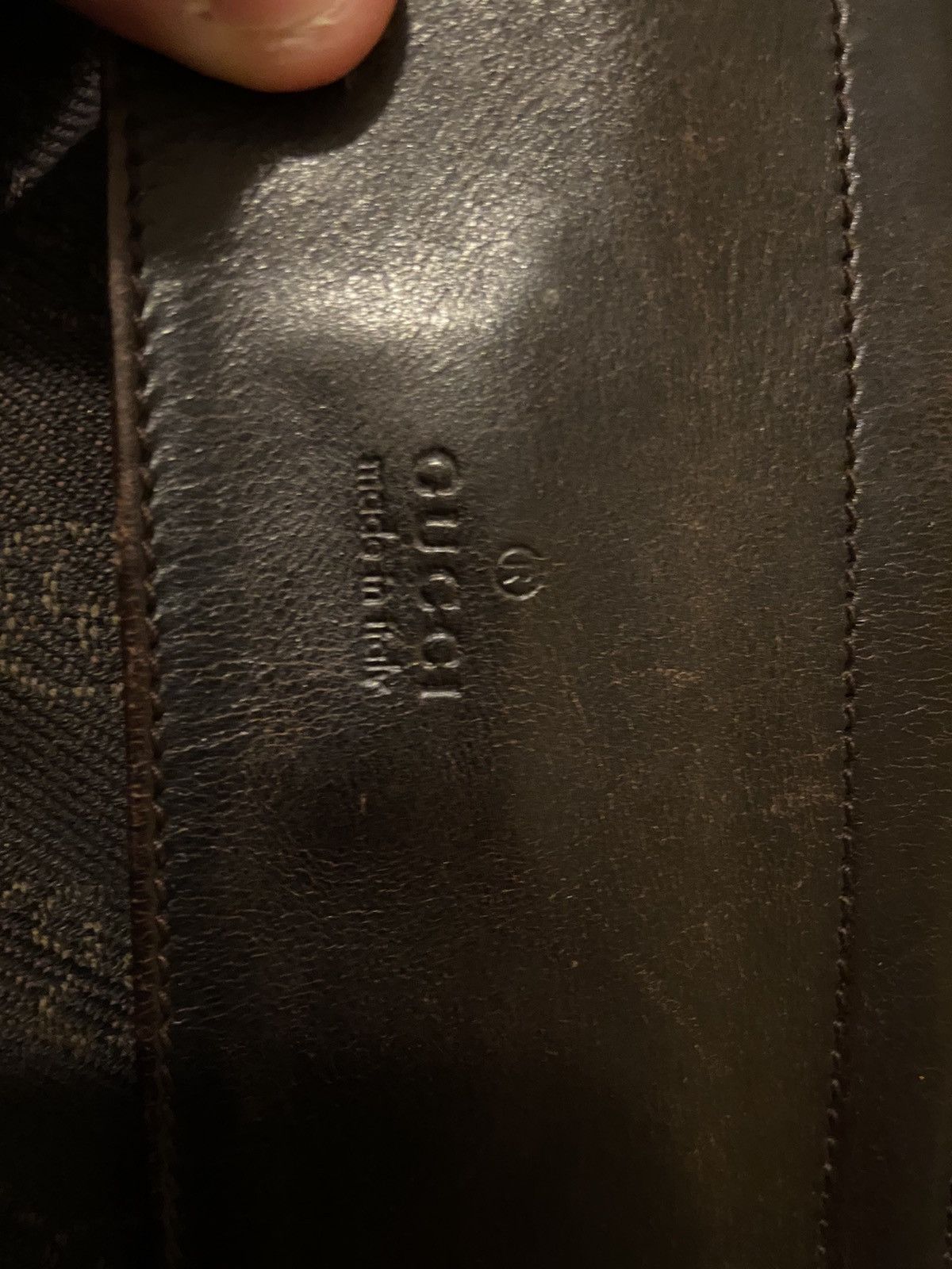 Gucci Gucci pouch bag Dark brown leather and canvas Size ONE SIZE - 2 Thumbnail