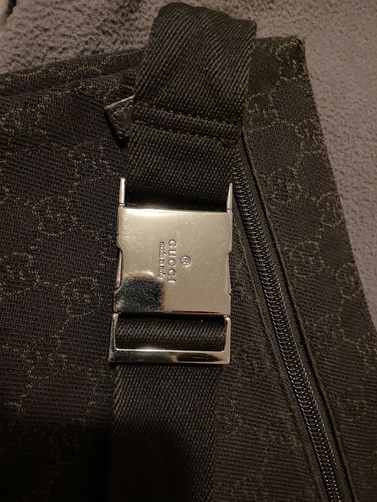 Gucci Gucci pouch bag Dark brown leather and canvas Size ONE SIZE - 3 Thumbnail