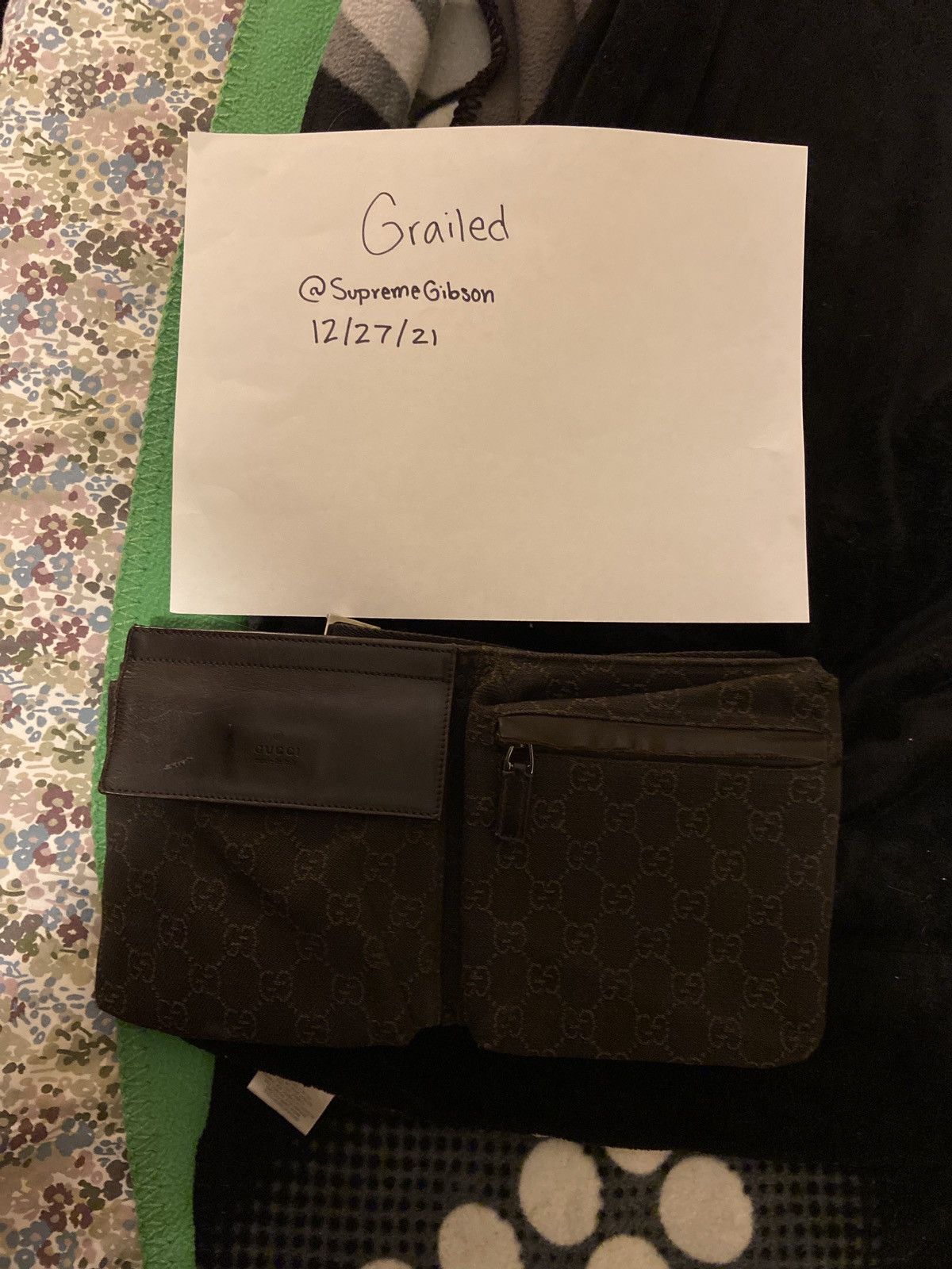 Gucci Gucci pouch bag Dark brown leather and canvas Size ONE SIZE - 7 Thumbnail