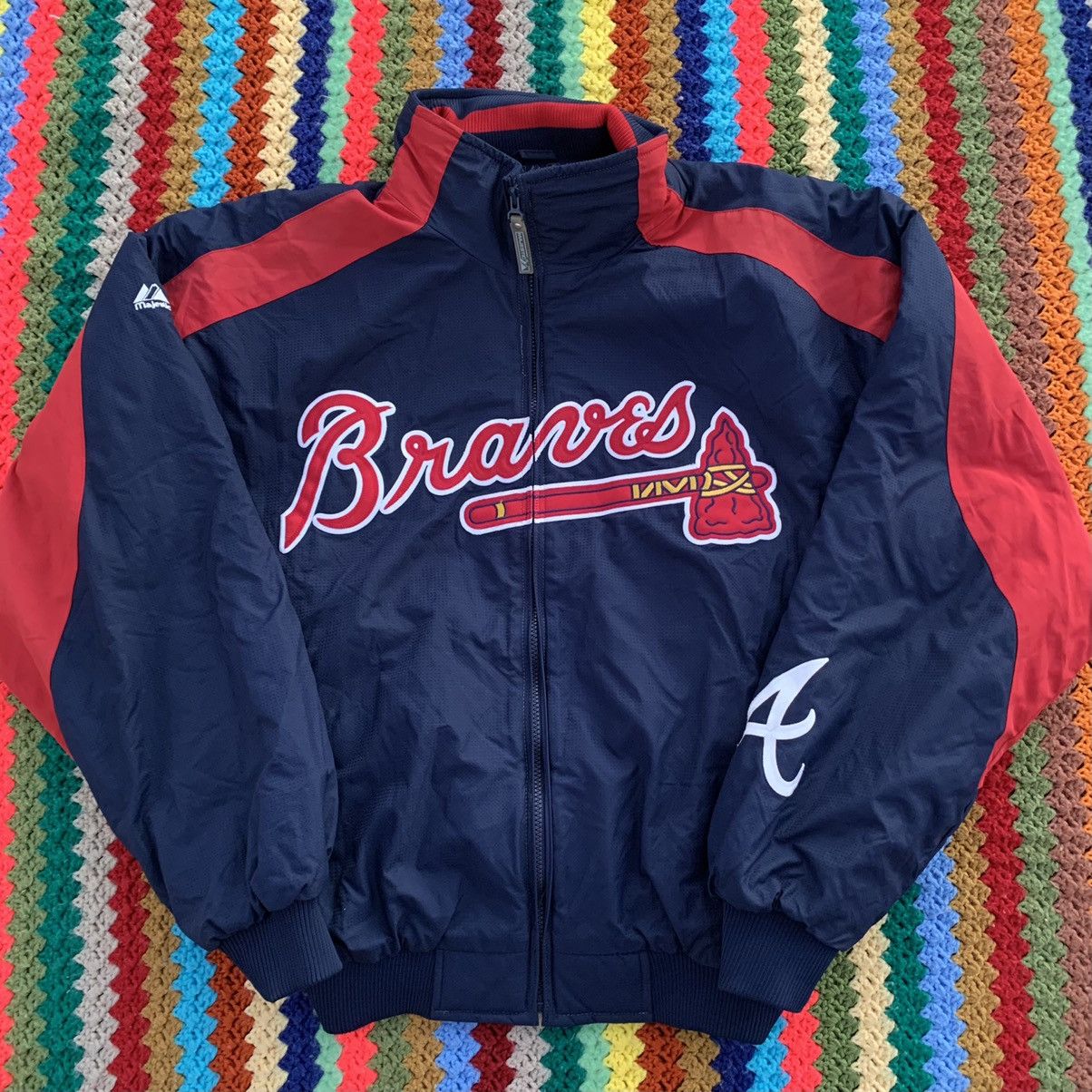 Vintage atlanta braves navy windbreaker jacket | Grailed