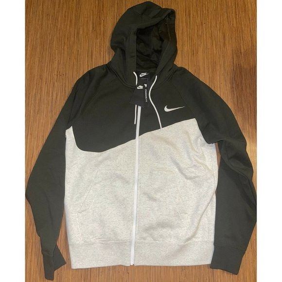 Nike Nike men s NSW Fleece Full Zip Swoosh Hoodie Oatmeal Gray