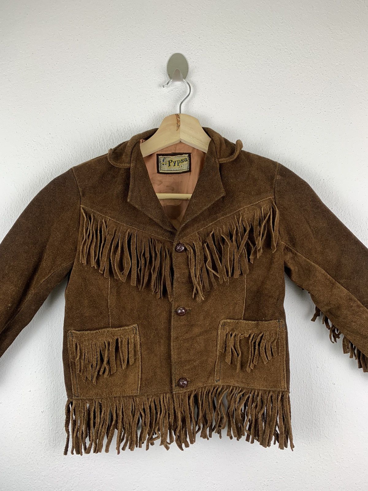 image of Vintage 70’S Pypsa Kid Cowboy Leather Jacket in Brown (Size 2XS)