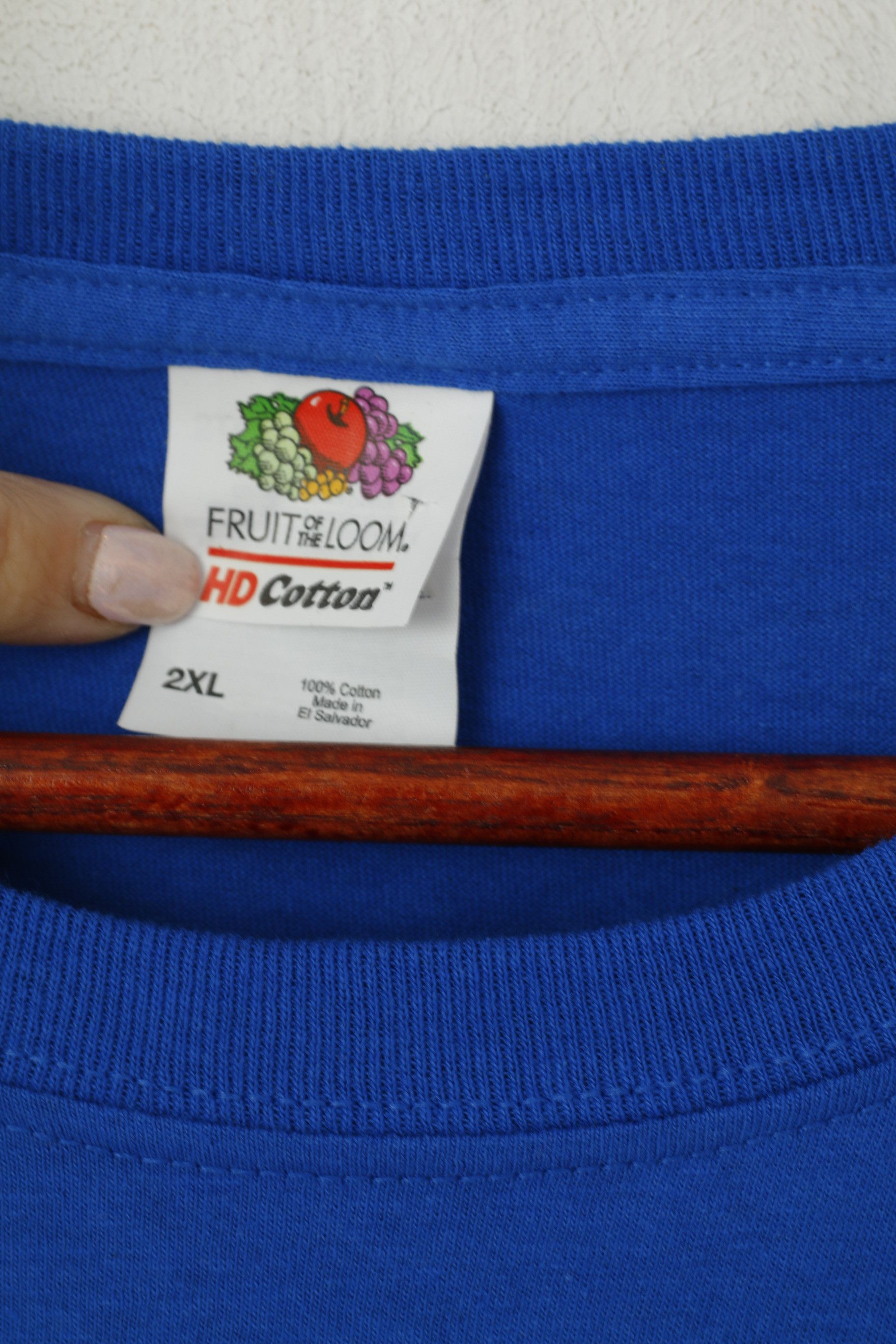 Fruit Of The Loom Fruit Of the Loom Men 2XL T- Shirt Blue Cotton 0023 Size US XXL / EU 58 / 5 - 3 Thumbnail