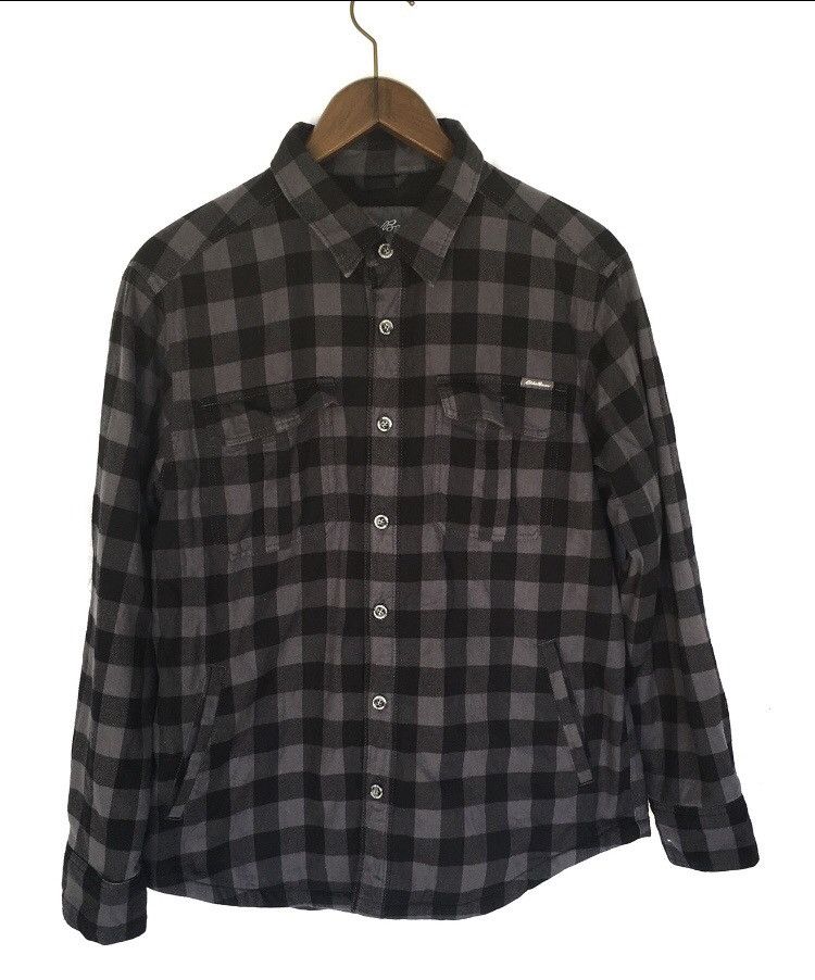 Vintage Eddie Bauer Checkered Fleece Lining Flannel Jacket