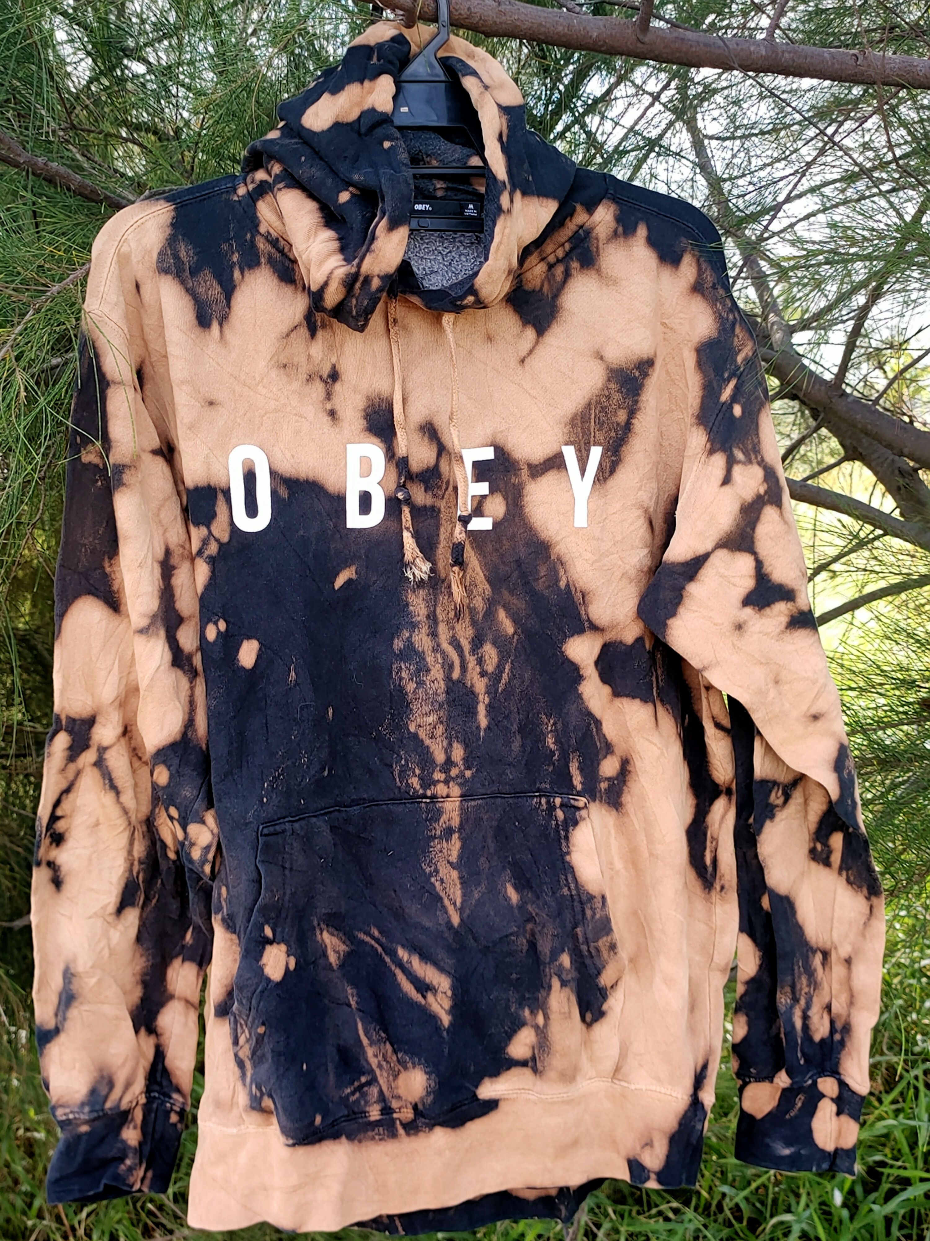 Obey Obey sweatshirt hoodie tie dye brown Grailed