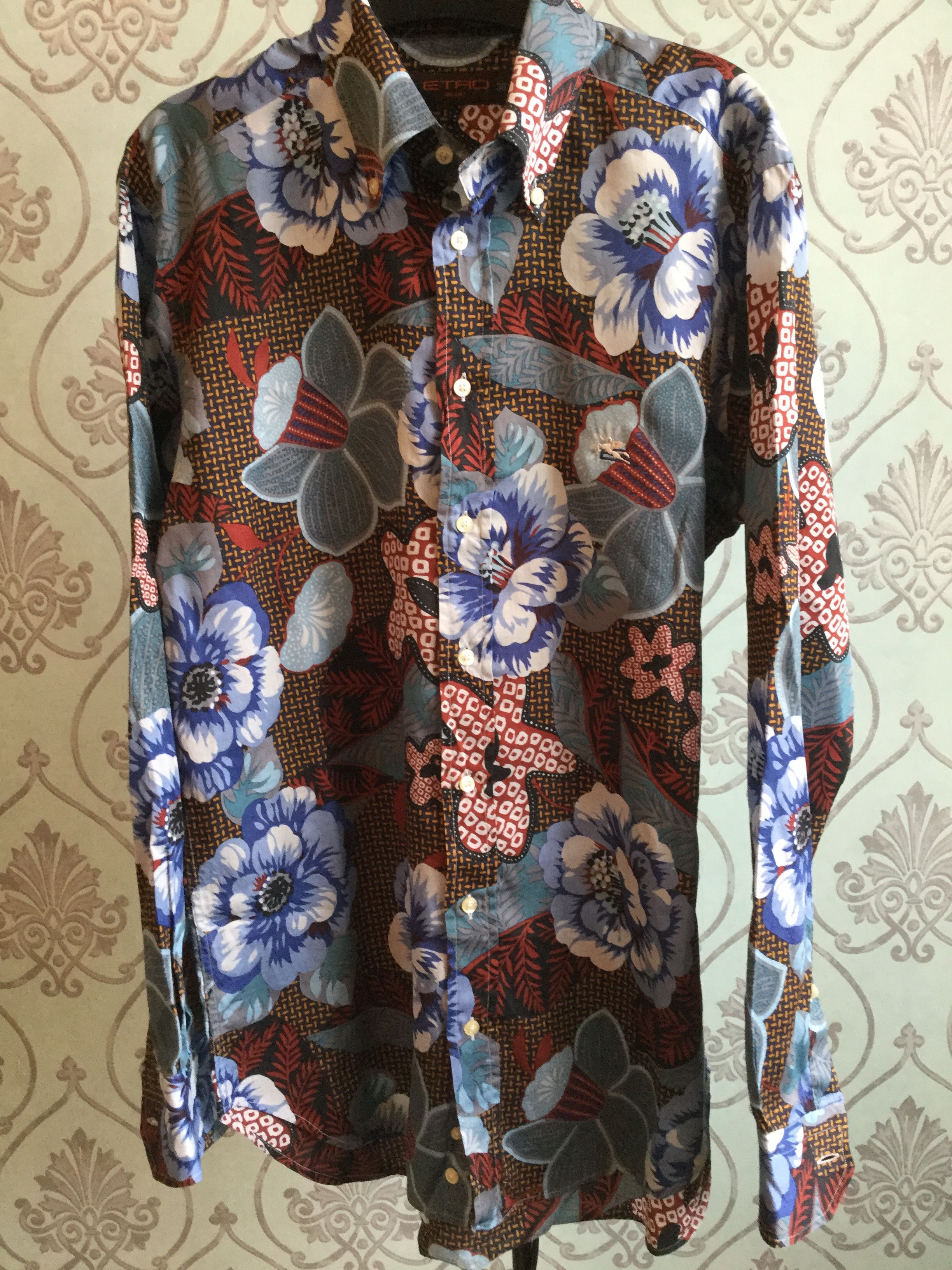 Etro Flower printed PEGASUS shirt.Like Giani Versace or Hermes Size US S / EU 44-46 / 1 - 1 Thumbnail