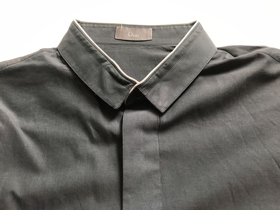 Dior Grey Button Up w/Small Collar + White Accents size 39 Size US M / EU 48-50 / 2 - 1 Preview