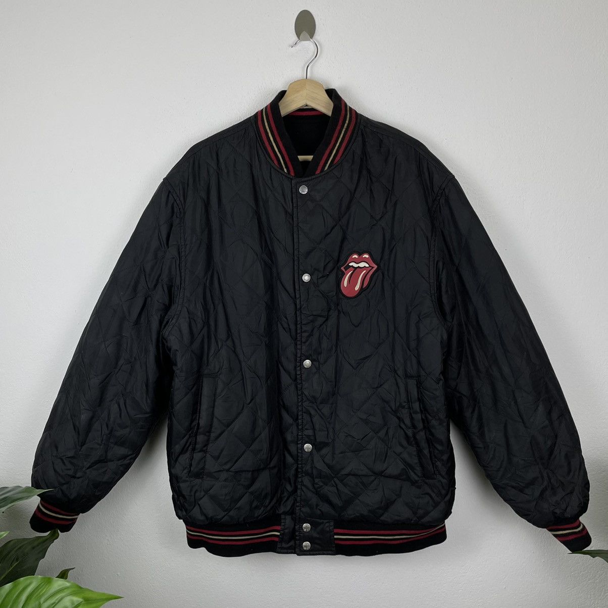 Vintage Vintage The Rolling Stones Varsity Leather Reversible Jacket Size US L / EU 52-54 / 3 - 13 Thumbnail