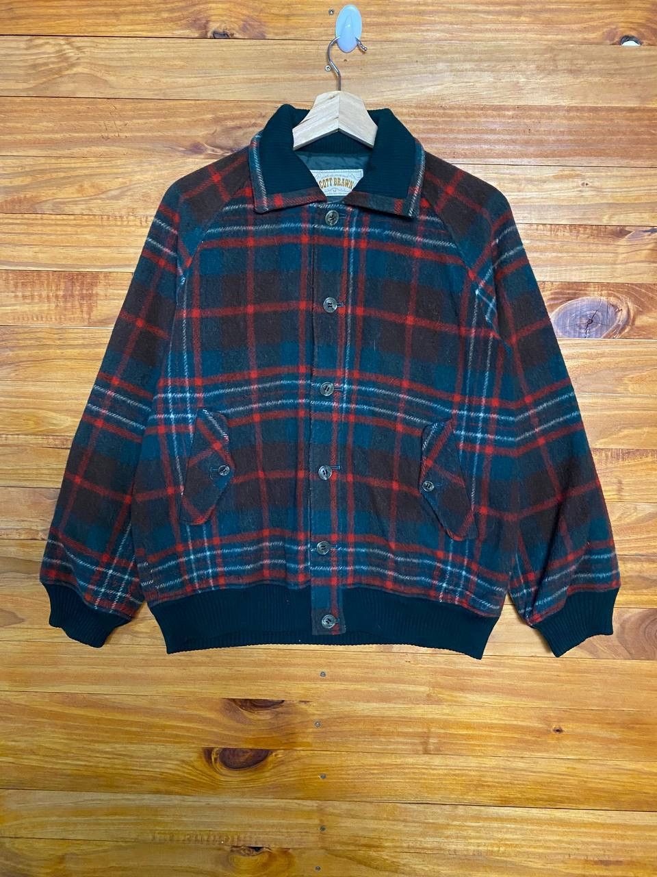 Vintage Vintage Scott Brawn Wool Checkered Jacket Size US M / EU 48-50 / 2 - 1 Thumbnail