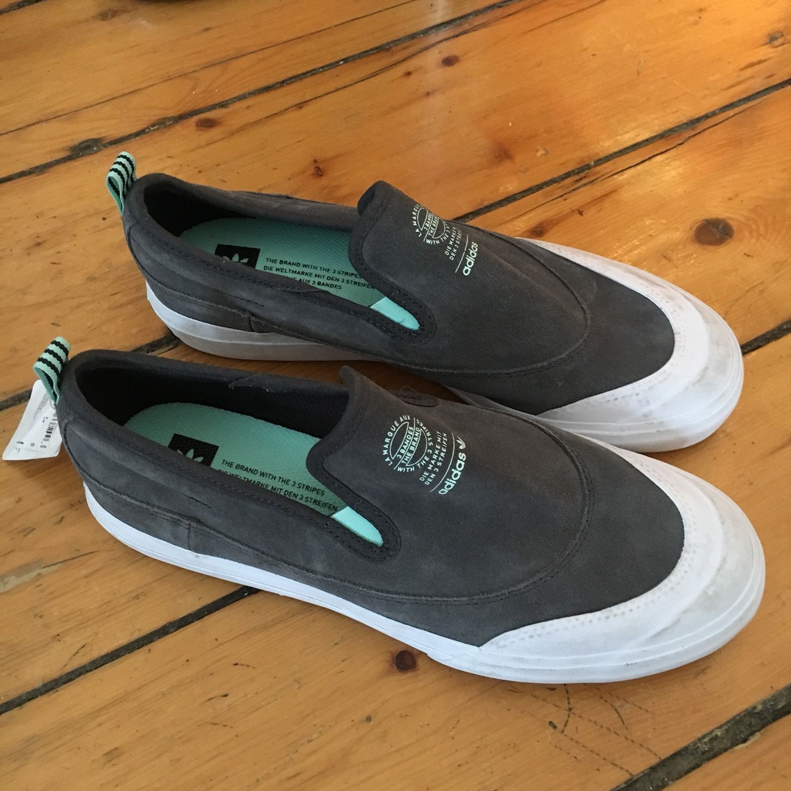 Adidas 🔥 Gray Light Blue Slip On Size US 9 / EU 42 - 4 Thumbnail