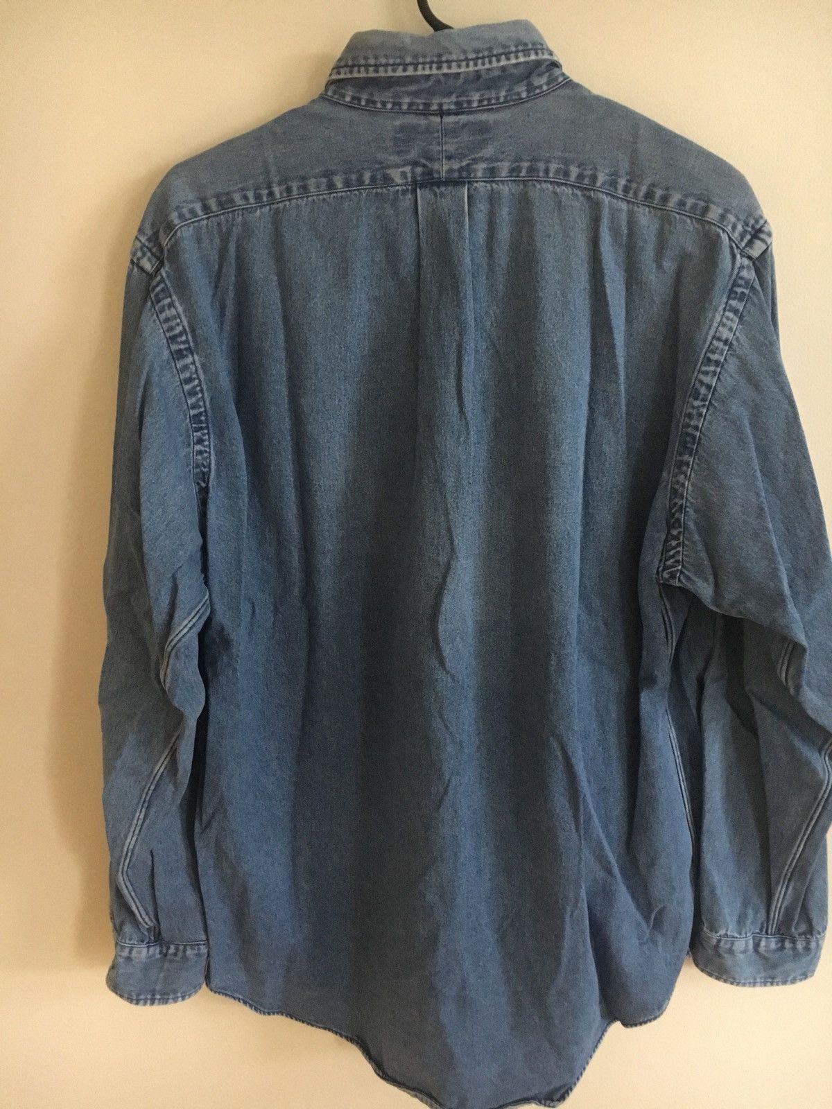 Polo Ralph Lauren × Ralph Lauren × Vintage Vtg 90s 🔥 Faded Washed Denim Polo Button Up Size US L / EU 52-54 / 3 - 4 Thumbnail