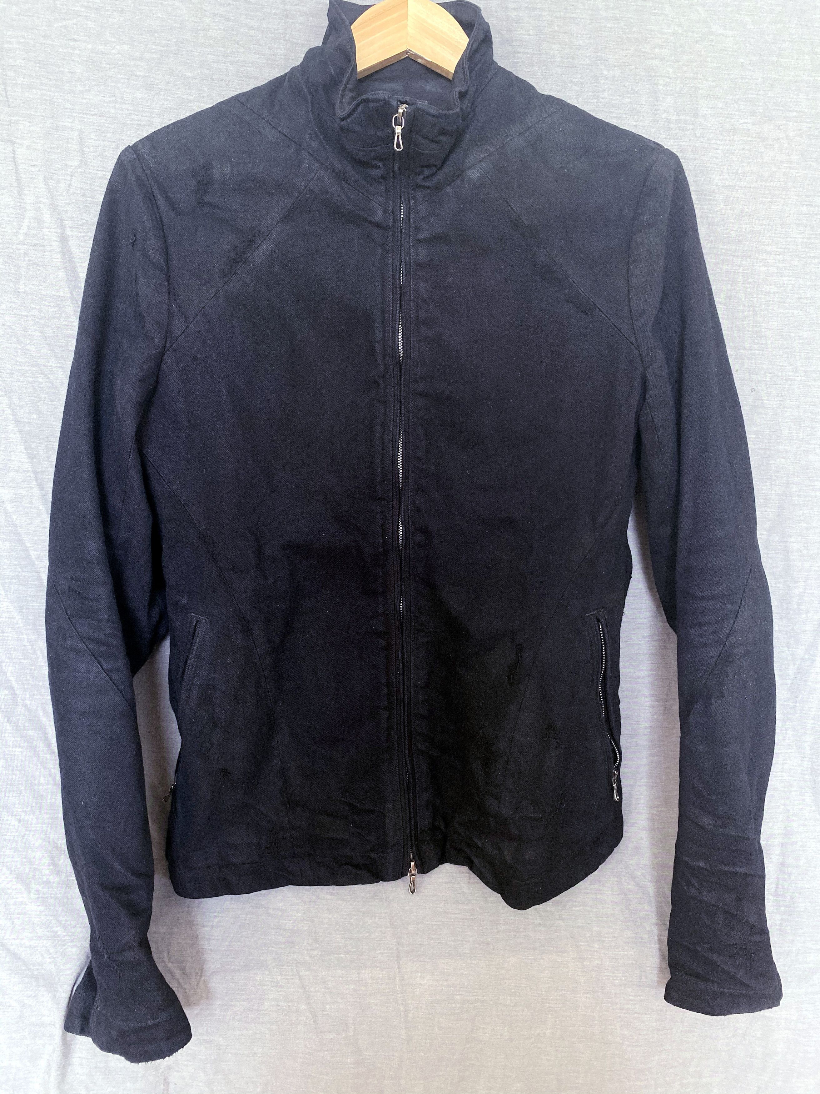 image of Julius Ss14 'ghost' High-Neck 12Oz Denim Jacket in Black, Men's (Size Medium)