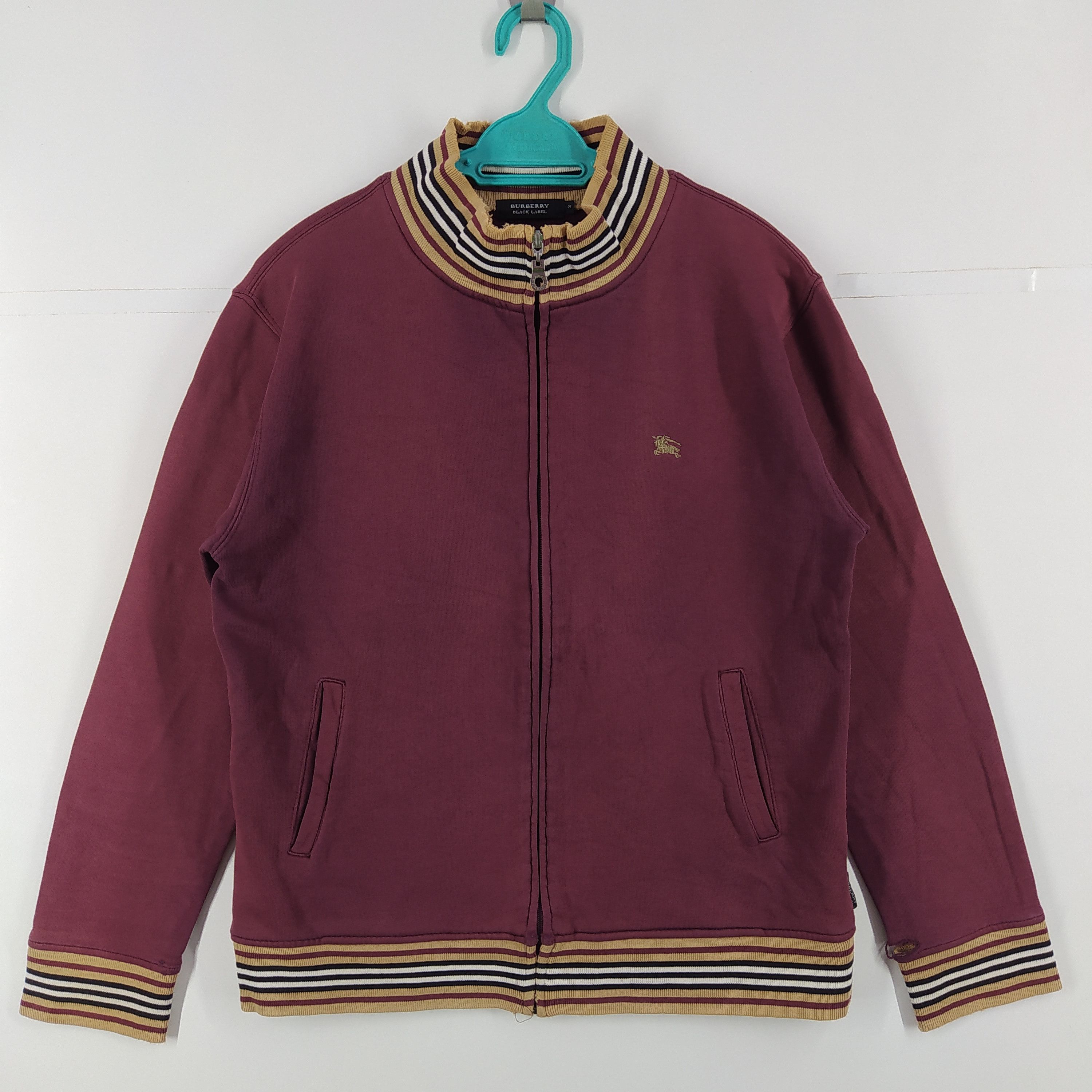 Burberry × Designer Burberry Black Label Maroon Fades Colour Zipper Distressed Size US S / EU 44-46 / 1 - 1 Thumbnail