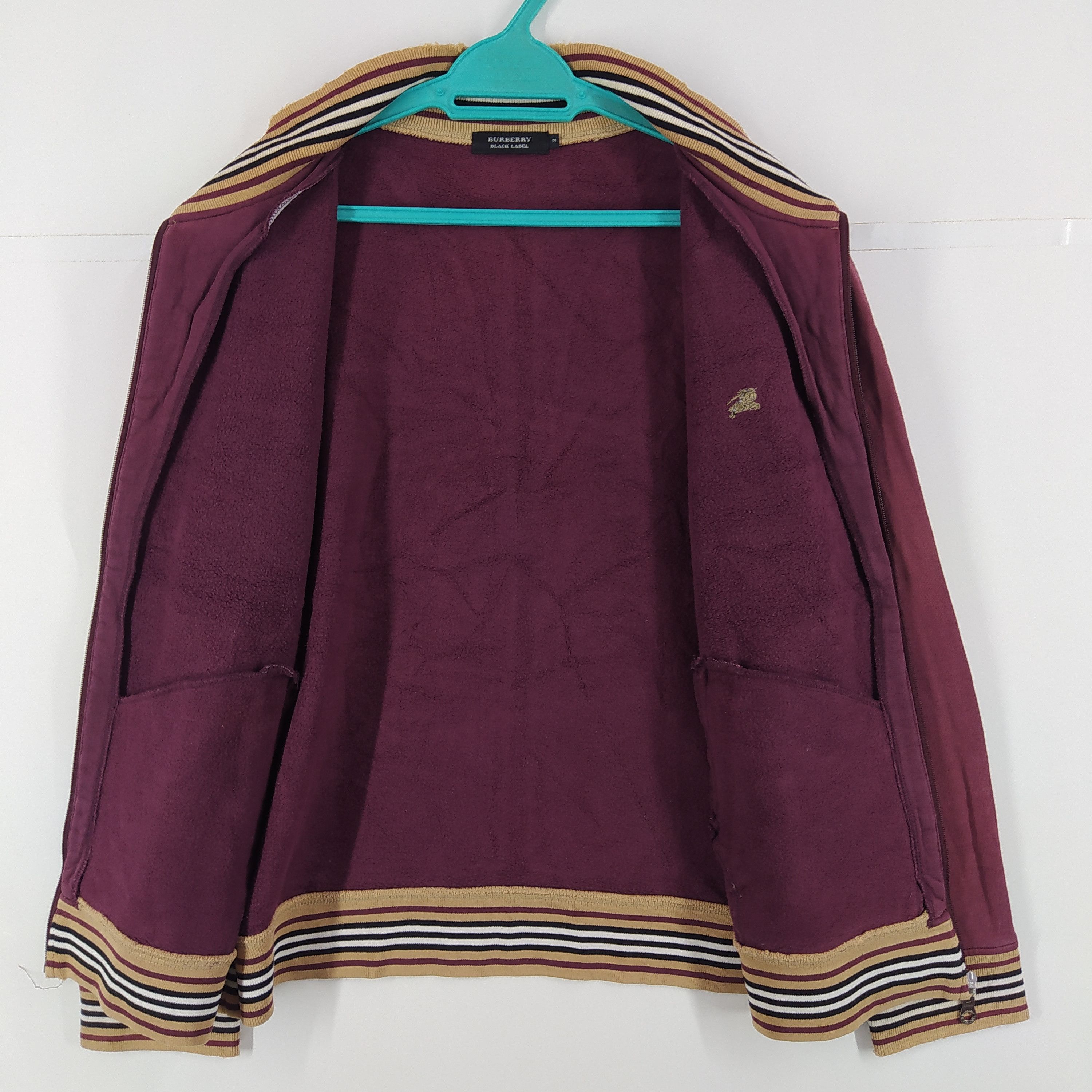 Burberry × Designer Burberry Black Label Maroon Fades Colour Zipper Distressed Size US S / EU 44-46 / 1 - 4 Thumbnail