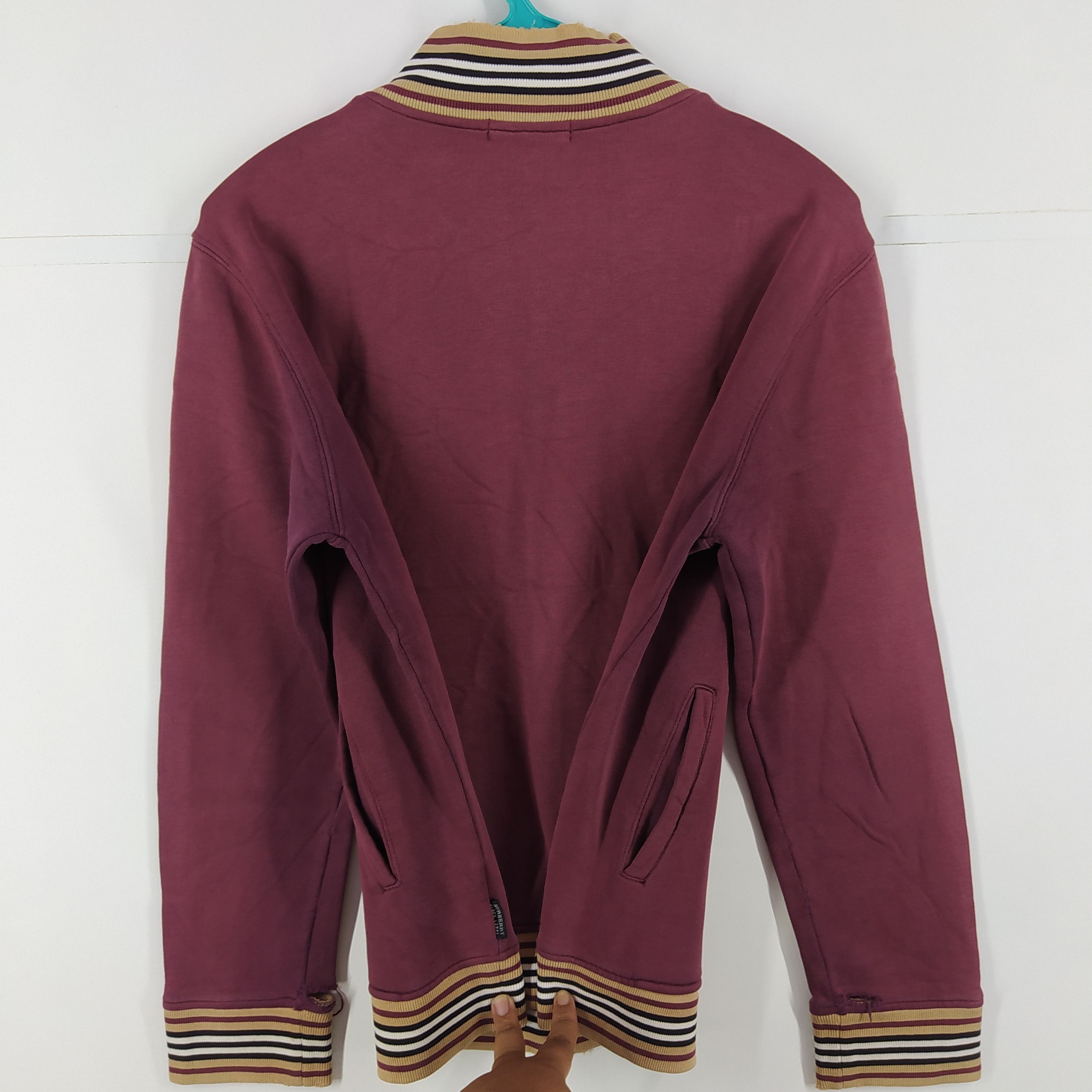 Burberry × Designer Burberry Black Label Maroon Fades Colour Zipper Distressed Size US S / EU 44-46 / 1 - 11 Thumbnail