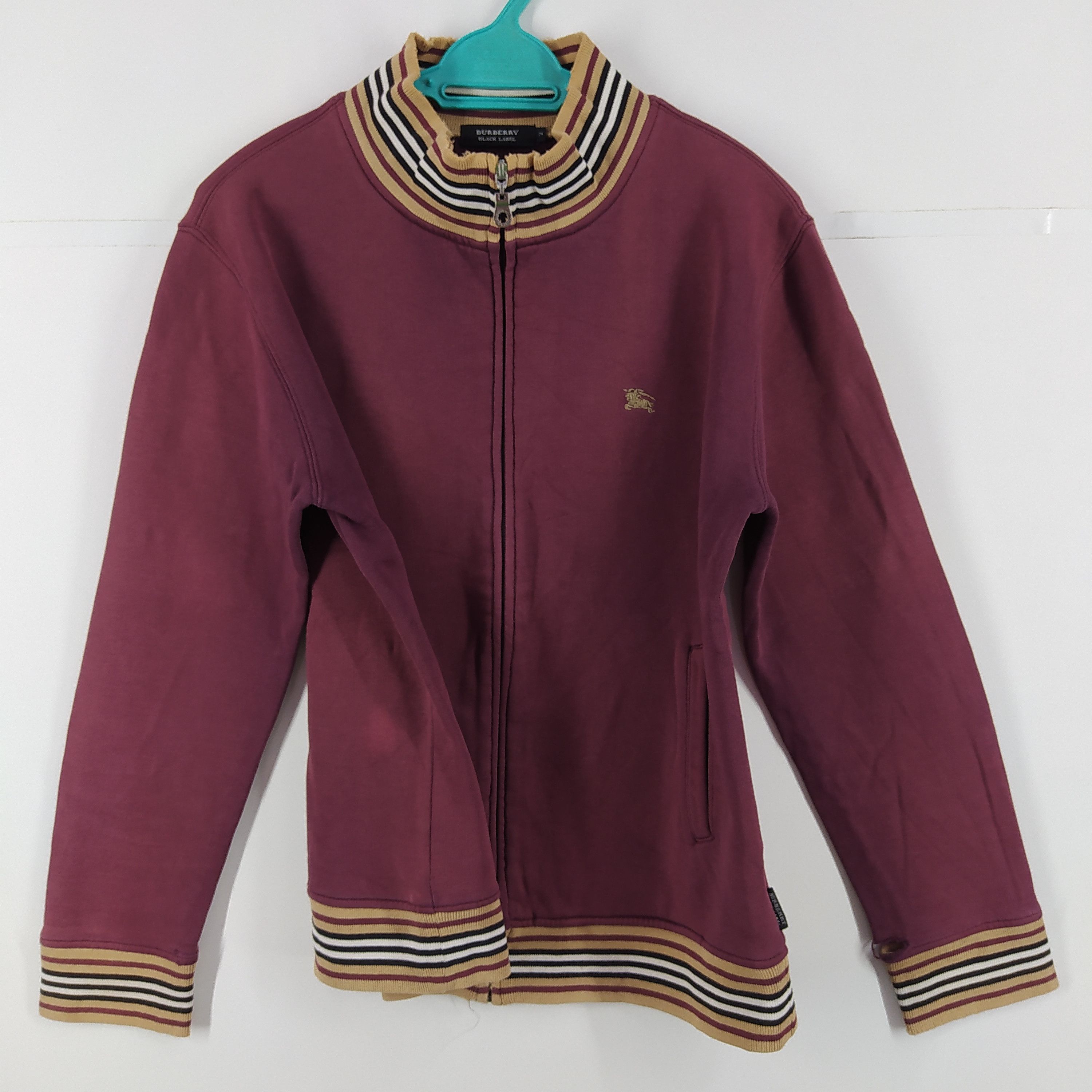 Burberry × Designer Burberry Black Label Maroon Fades Colour Zipper Distressed Size US S / EU 44-46 / 1 - 3 Thumbnail