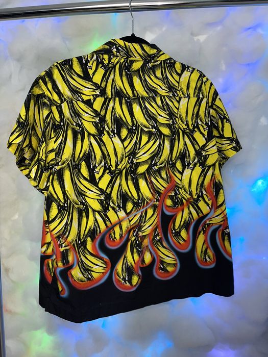 Prada FW18 AW18 Banana Flame Print Hawaiian Camp Bowling Shirt