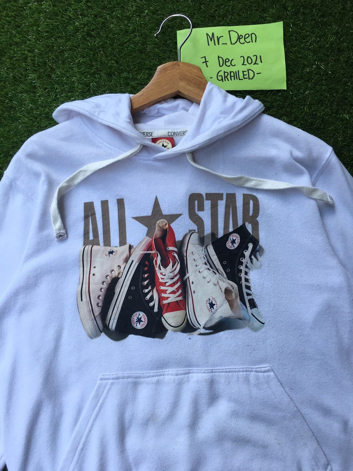 image of Converse All Star Big Shoes Logo Printed Hoodie in White, Men's (Size Medium)