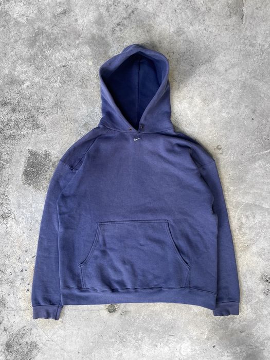 Nike 90s Center Swoosh Back Spellout ‘midnight Blue’ Faded Hoodie 